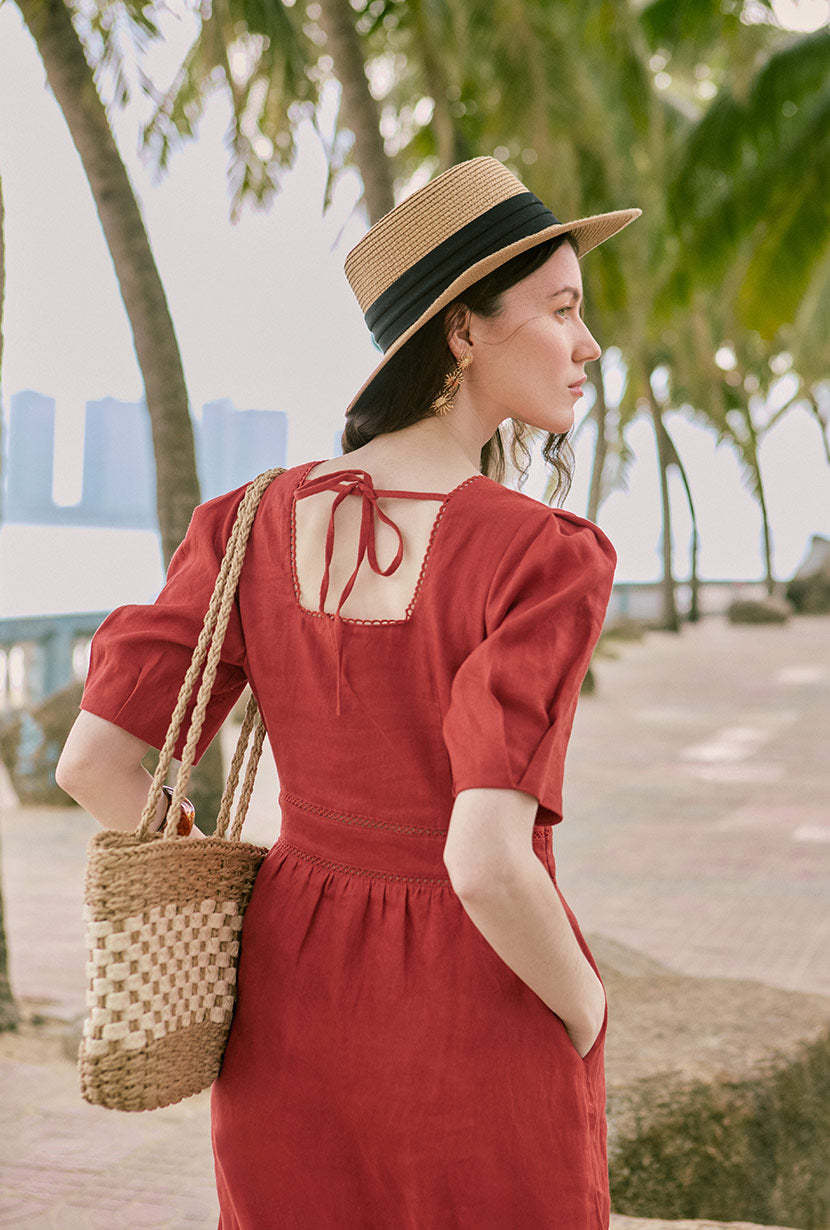 Meryl Linen Dress - Red