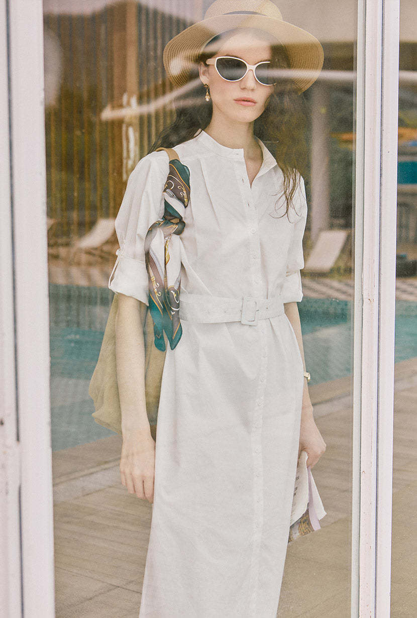 Miles Cotton Midi Dress - White