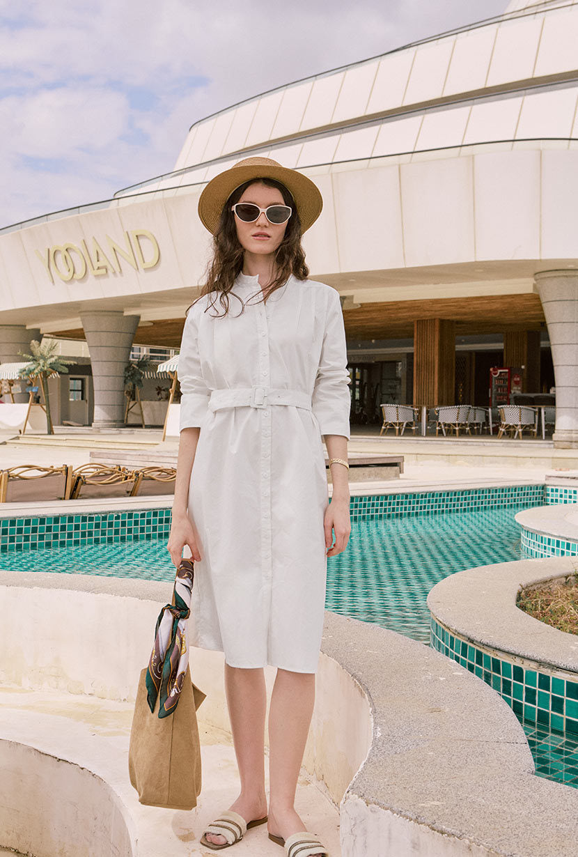 Miles Cotton Midi Dress - White