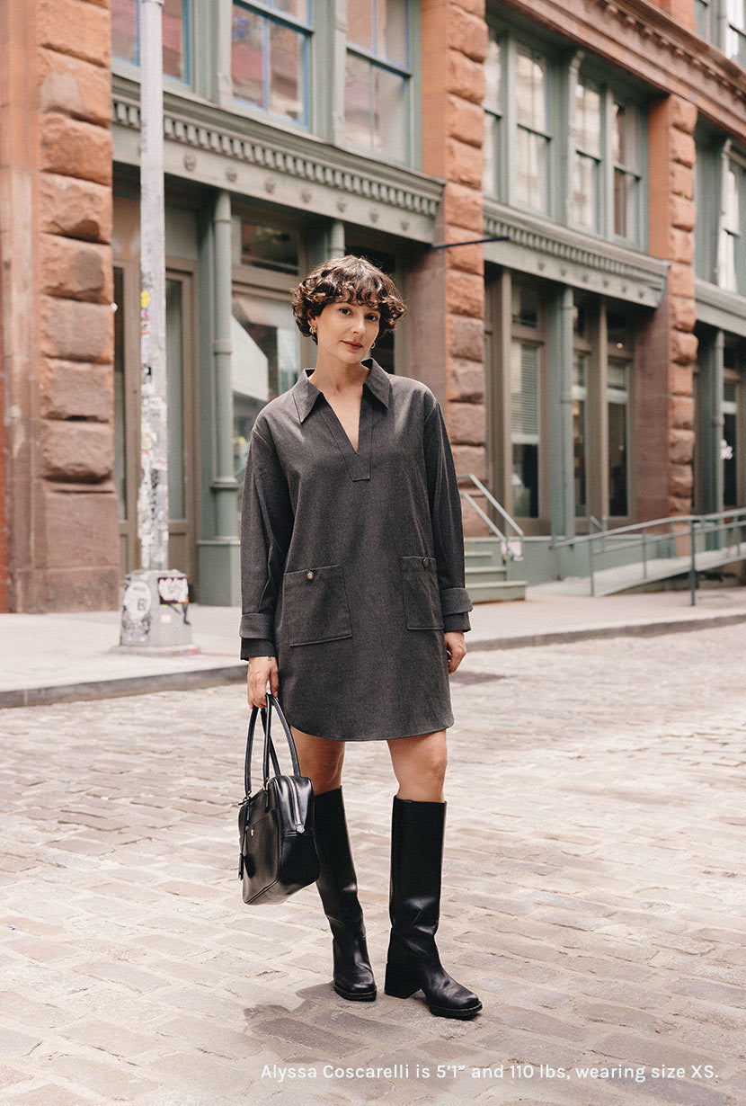 Abby Wool Blend Dress - Charcoal