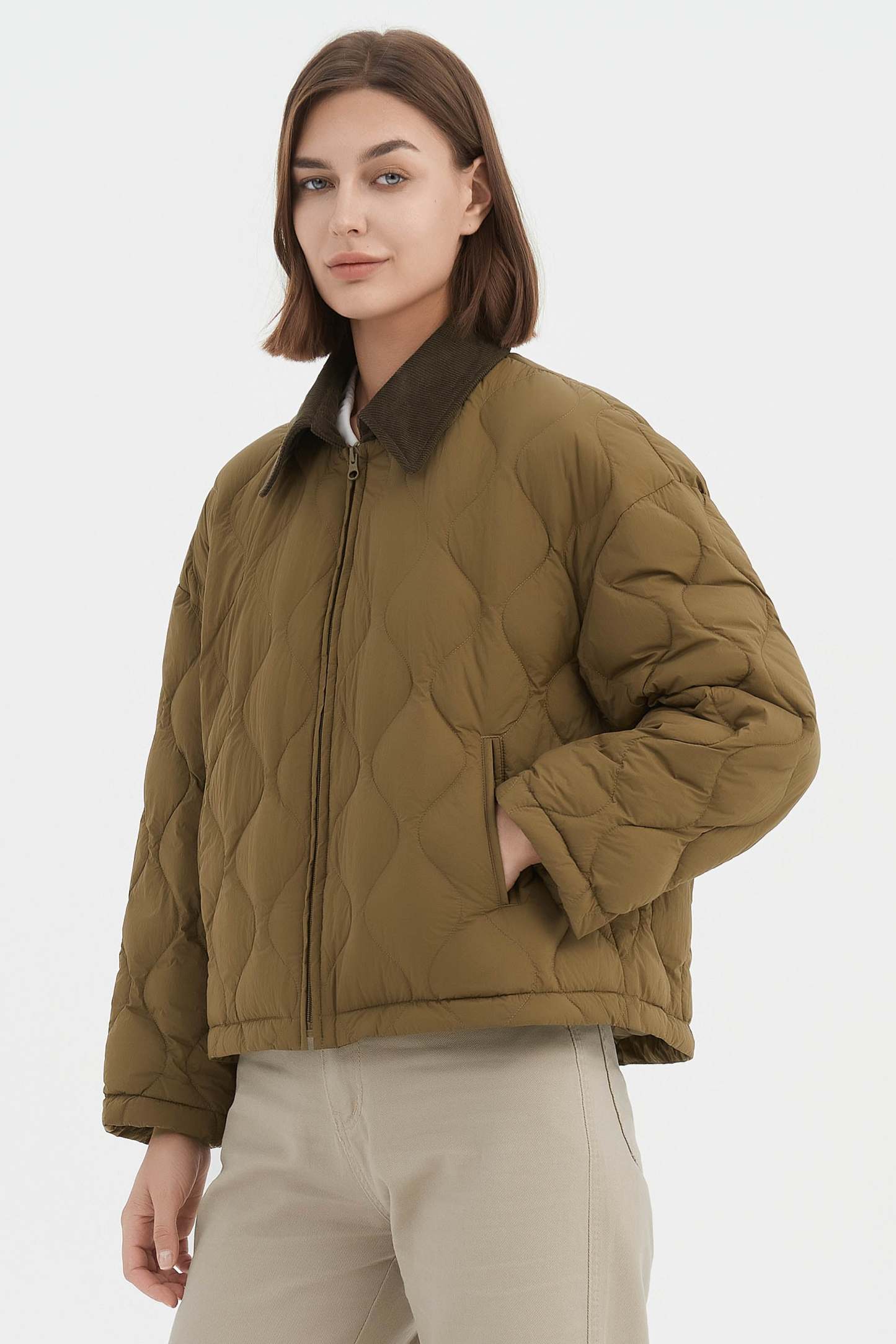 Lightweight Cropped Down Puffer Jacket