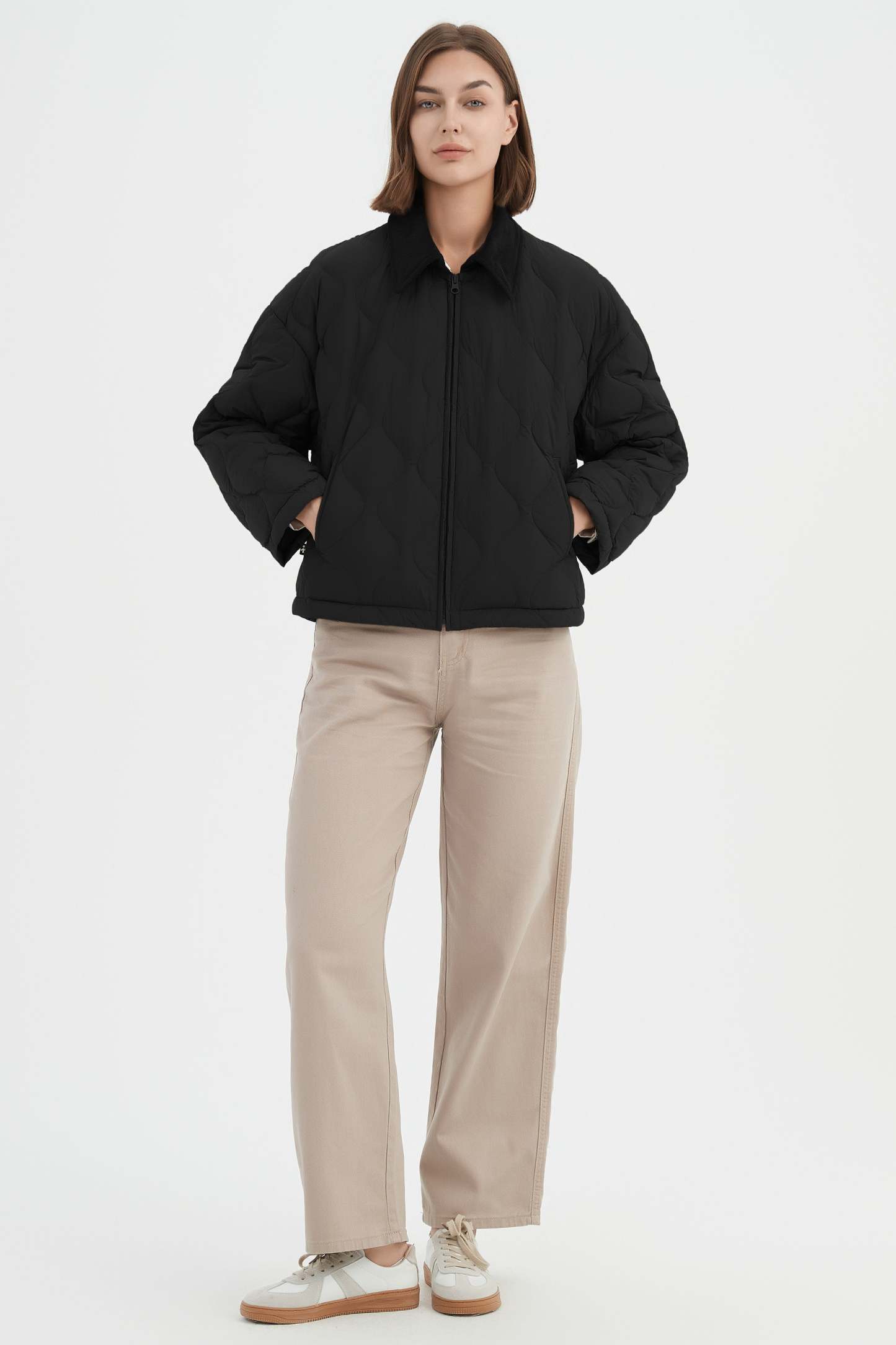 Lightweight Cropped Down Puffer Jacket