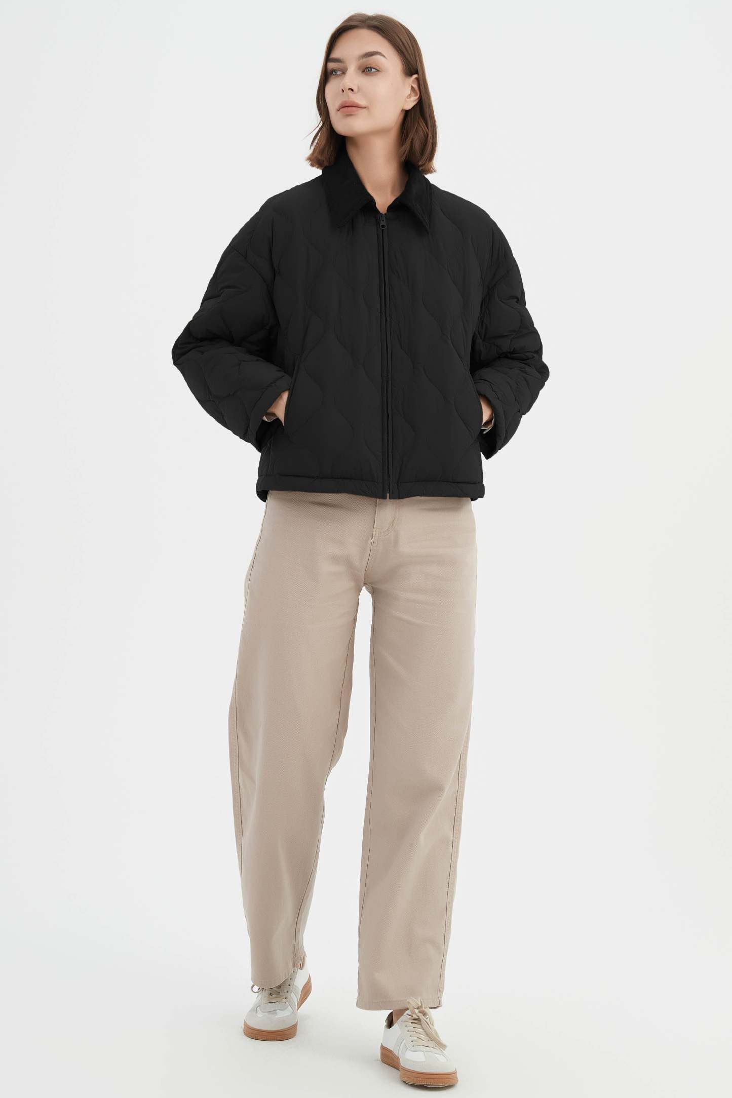 Lightweight Cropped Down Puffer Jacket