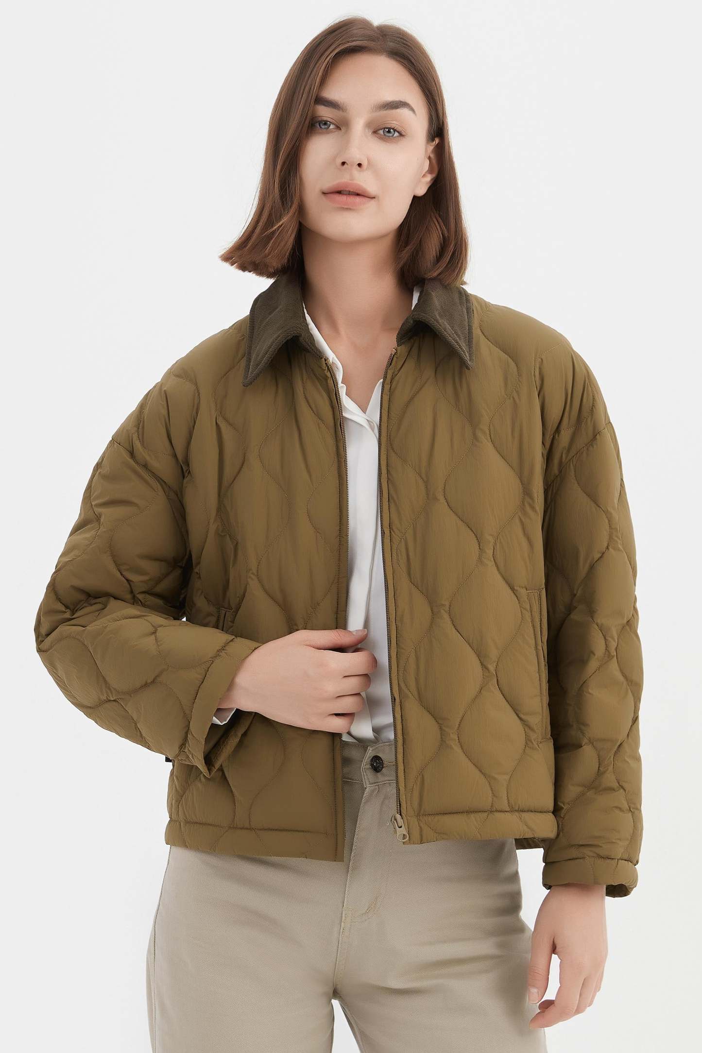 Lightweight Cropped Down Puffer Jacket