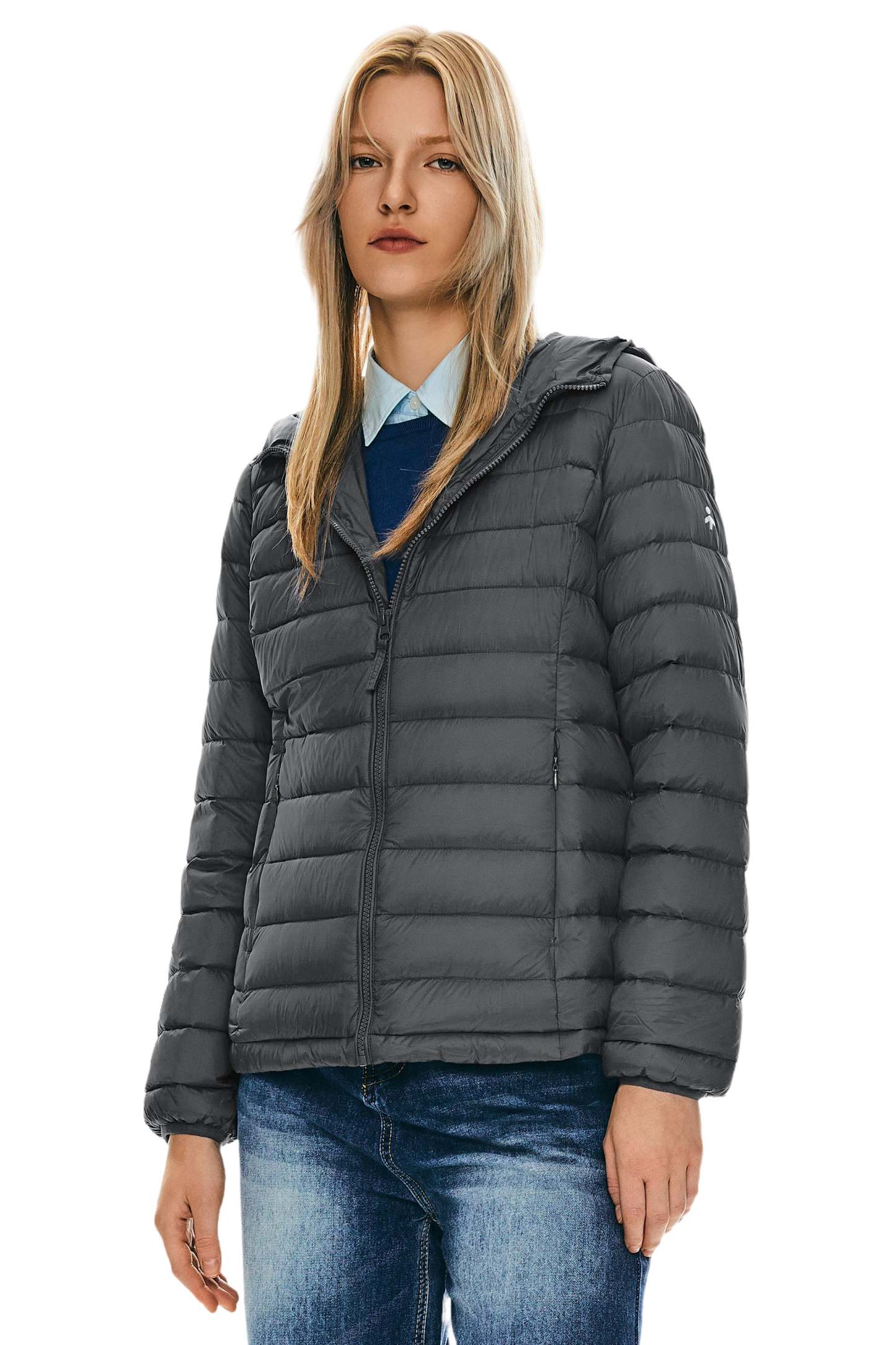 Lightweight Packable Down Jacket with Stand Collar with hood
