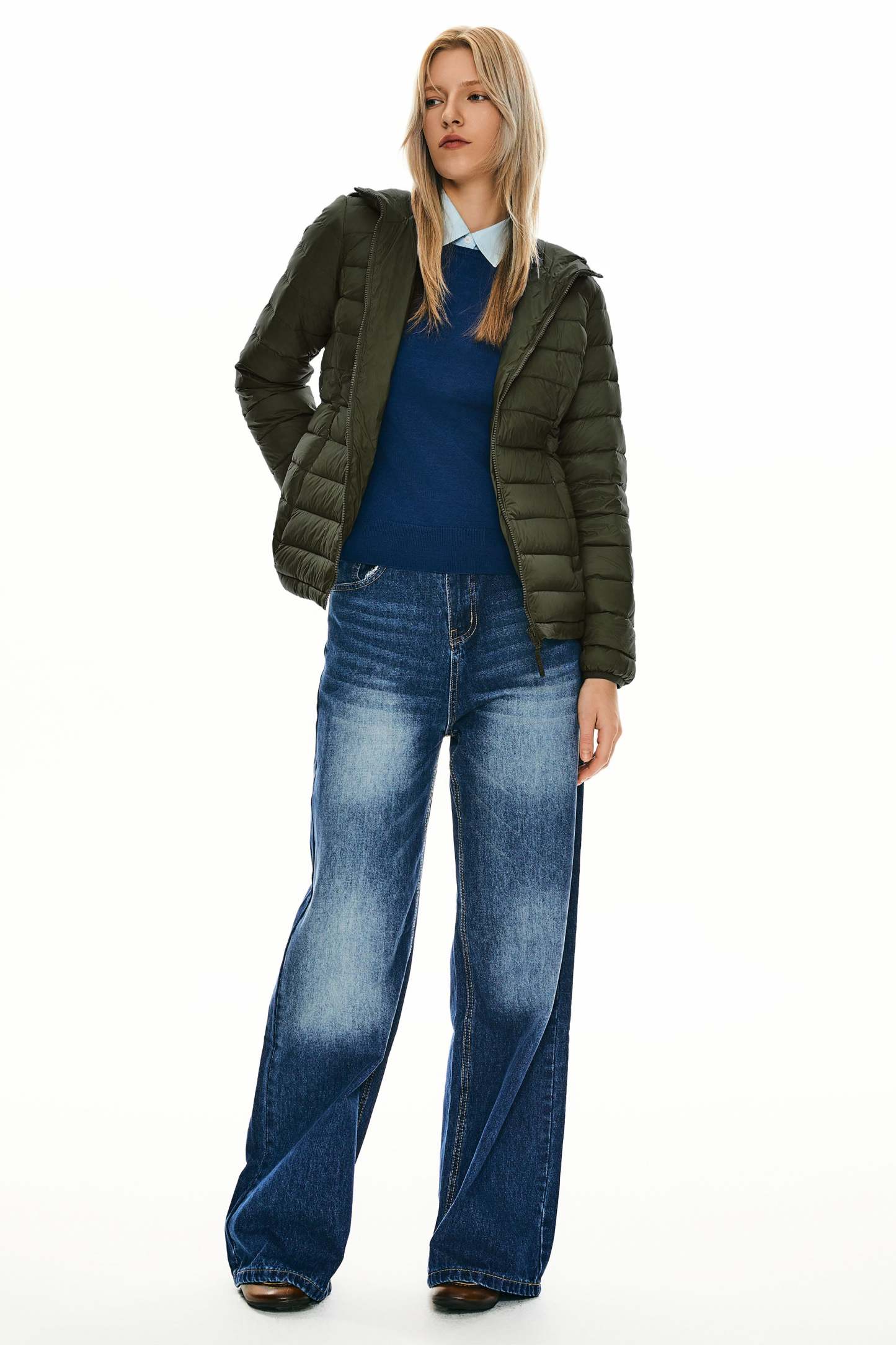 Lightweight Packable Down Jacket with Stand Collar with hood