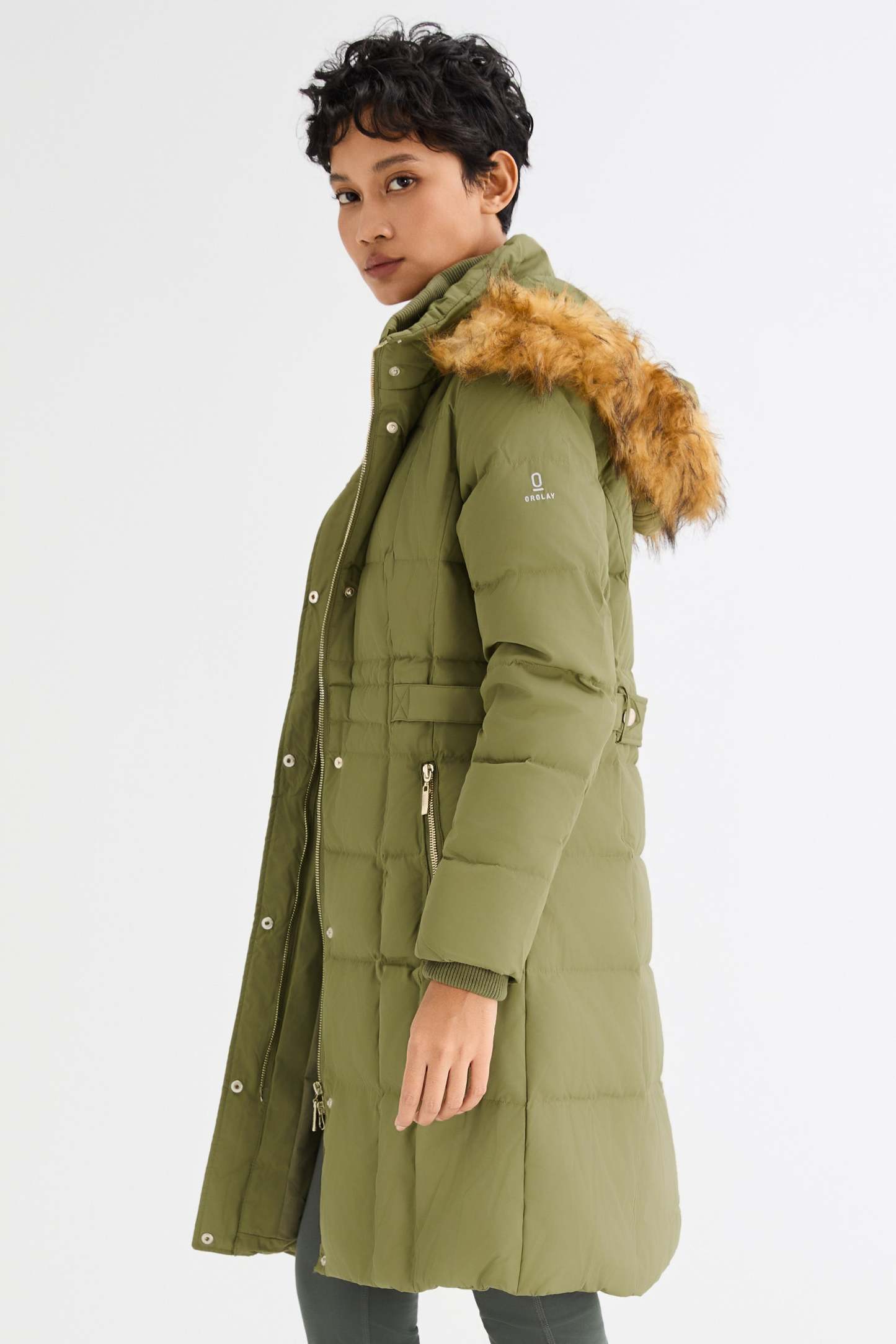 Long Faux Fur Hooded Down Coat