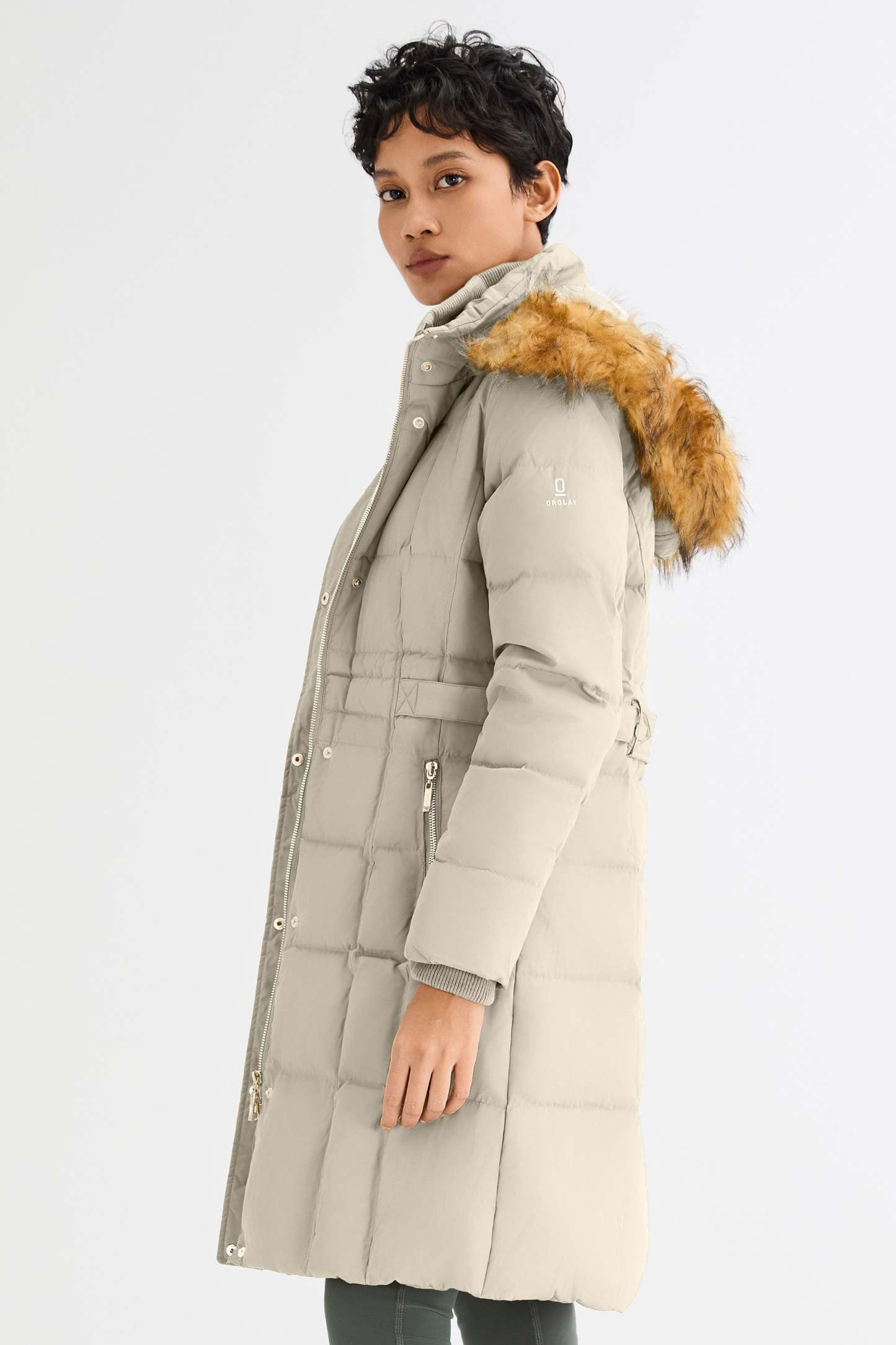 Long Faux Fur Hooded Down Coat