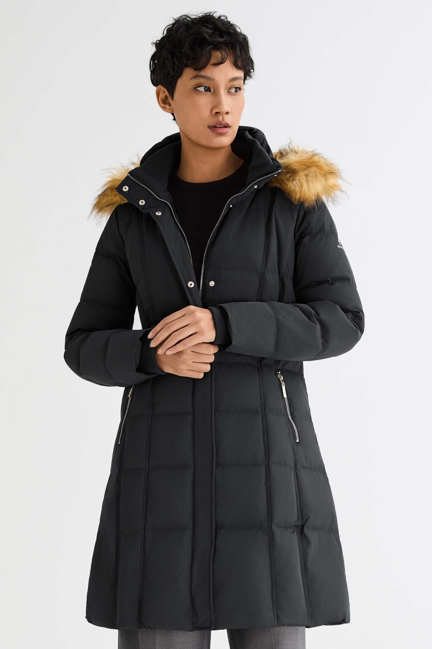 Long Faux Fur Hooded Down Coat