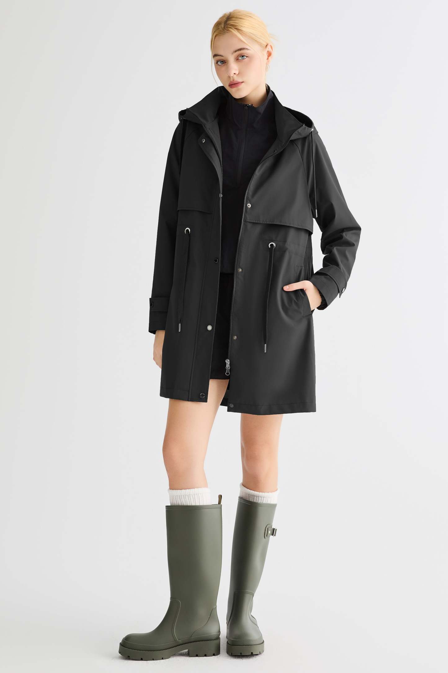 Long Hooded Windbreaker