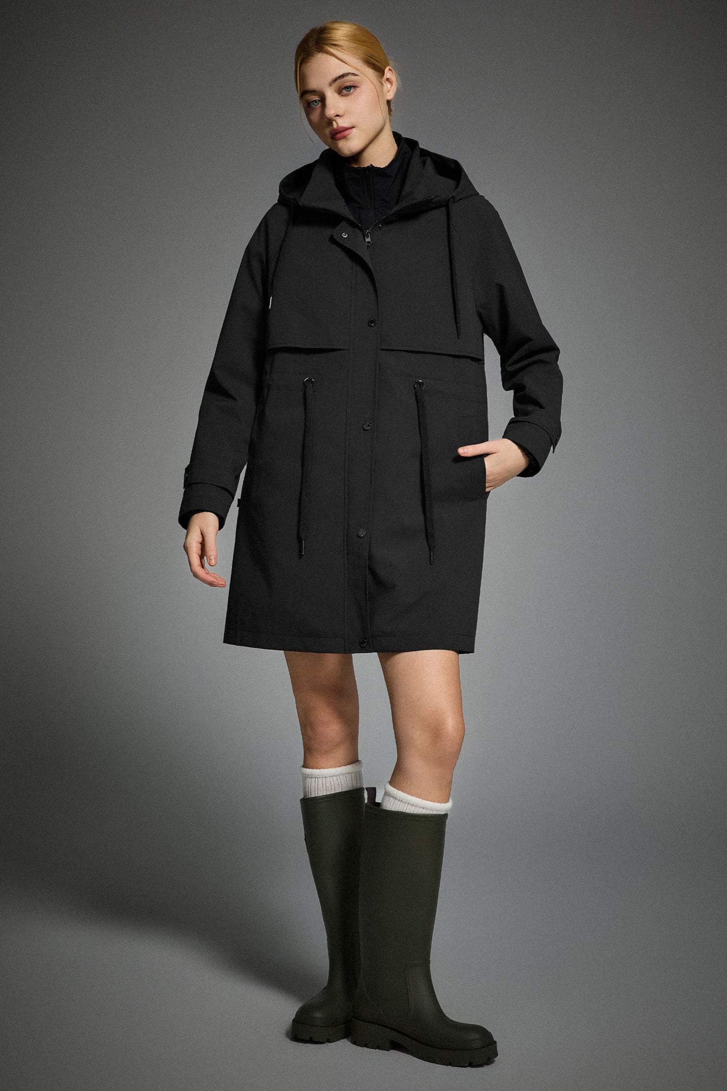 Long Hooded Windbreaker