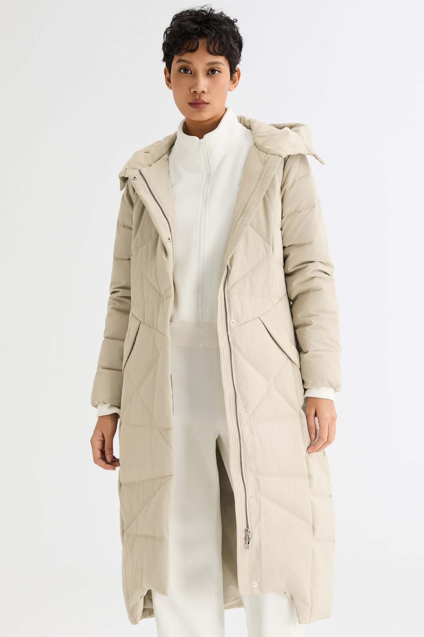 Long Maxi Down Coat with Hood