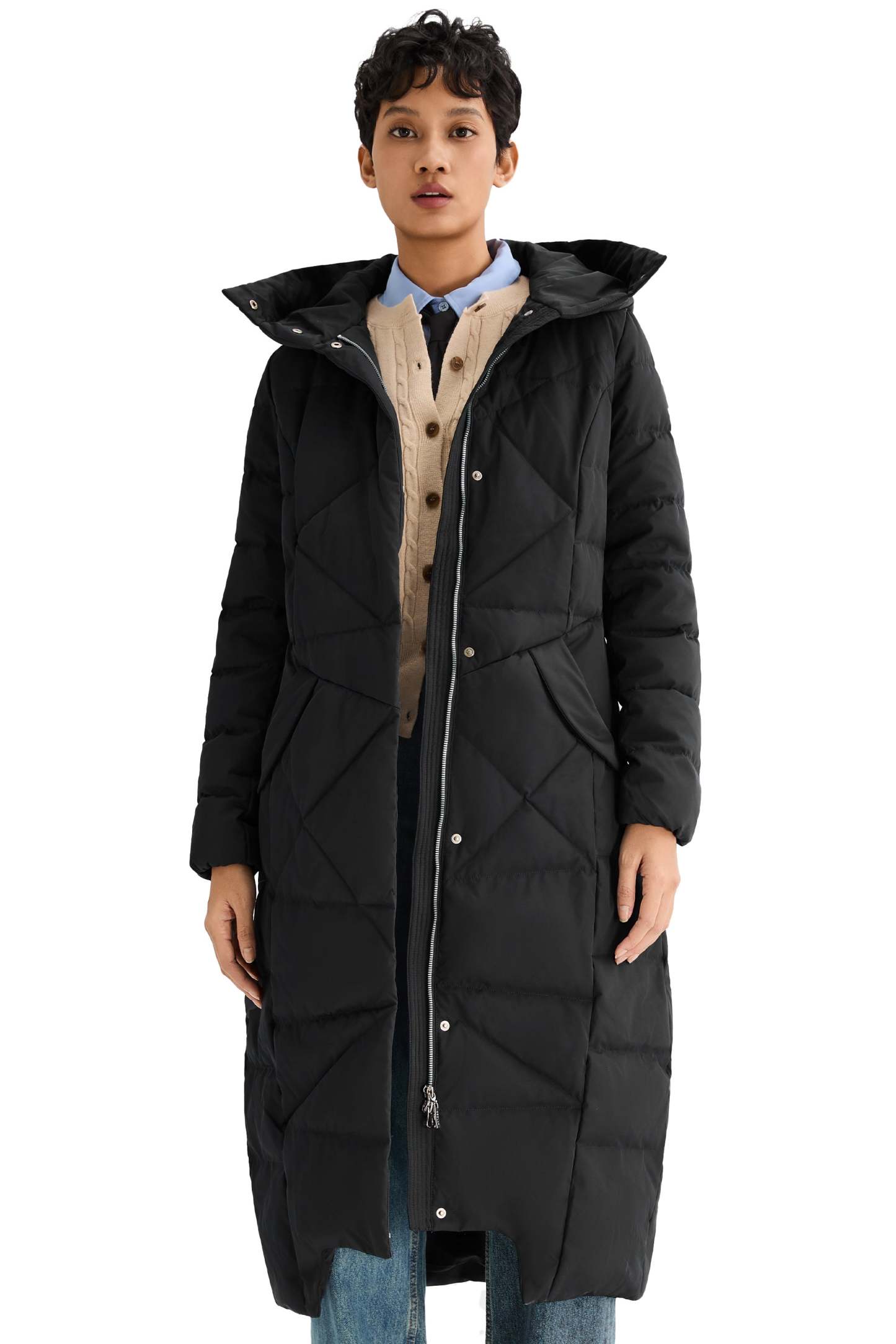 Long Maxi Down Coat with Hood