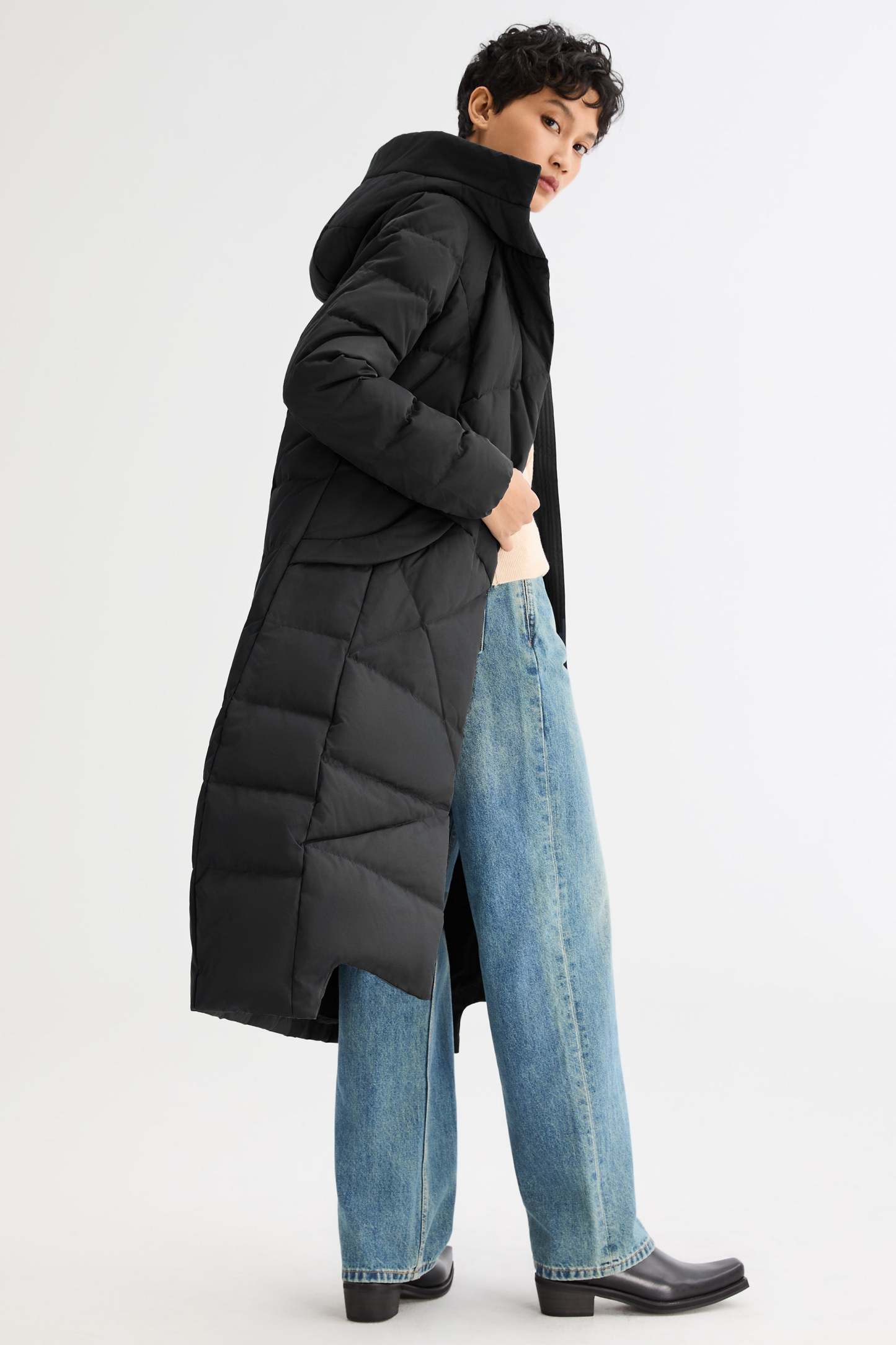Long Maxi Down Coat with Hood