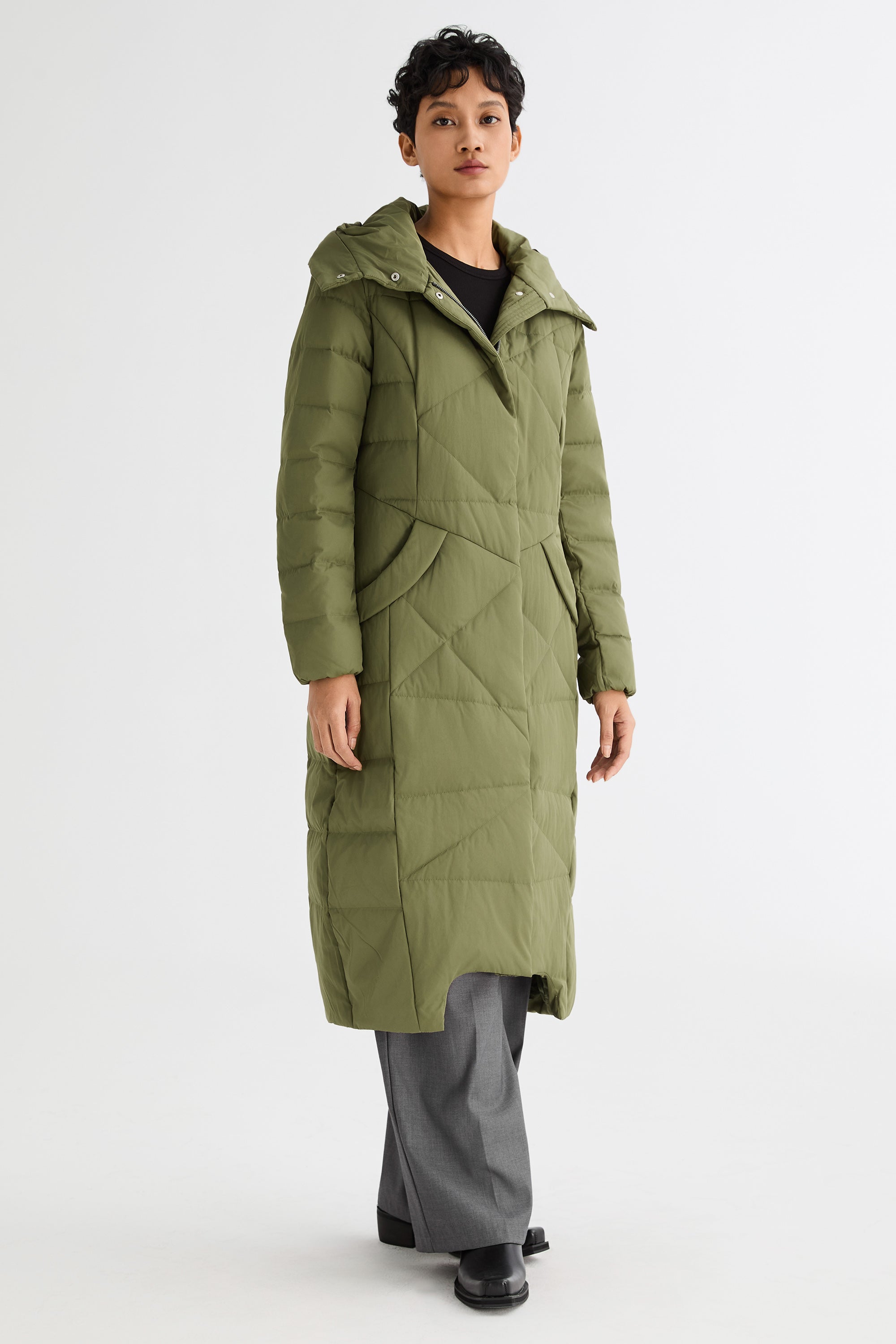 Long Maxi Down Coat with Hood