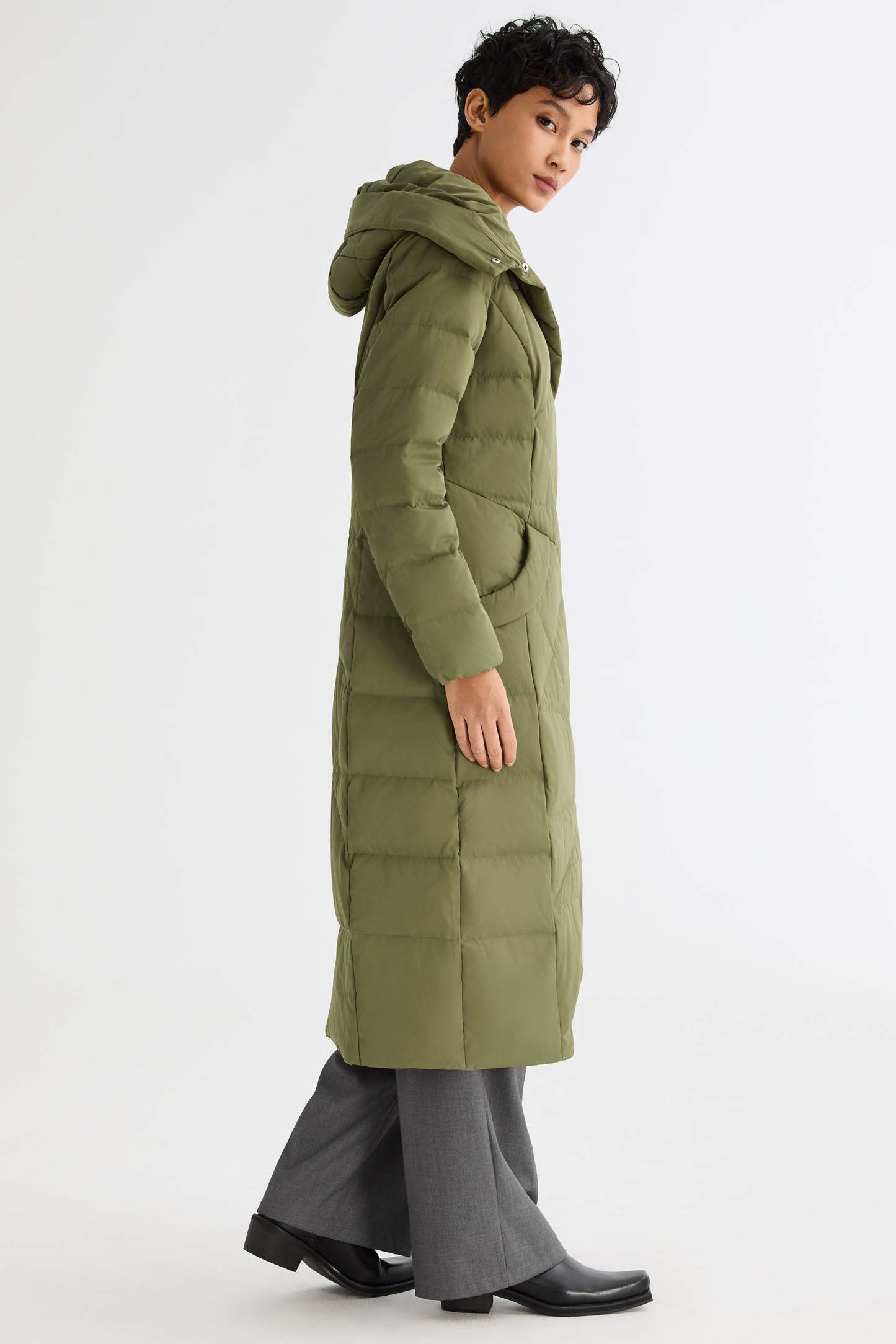 Long Maxi Down Coat with Hood