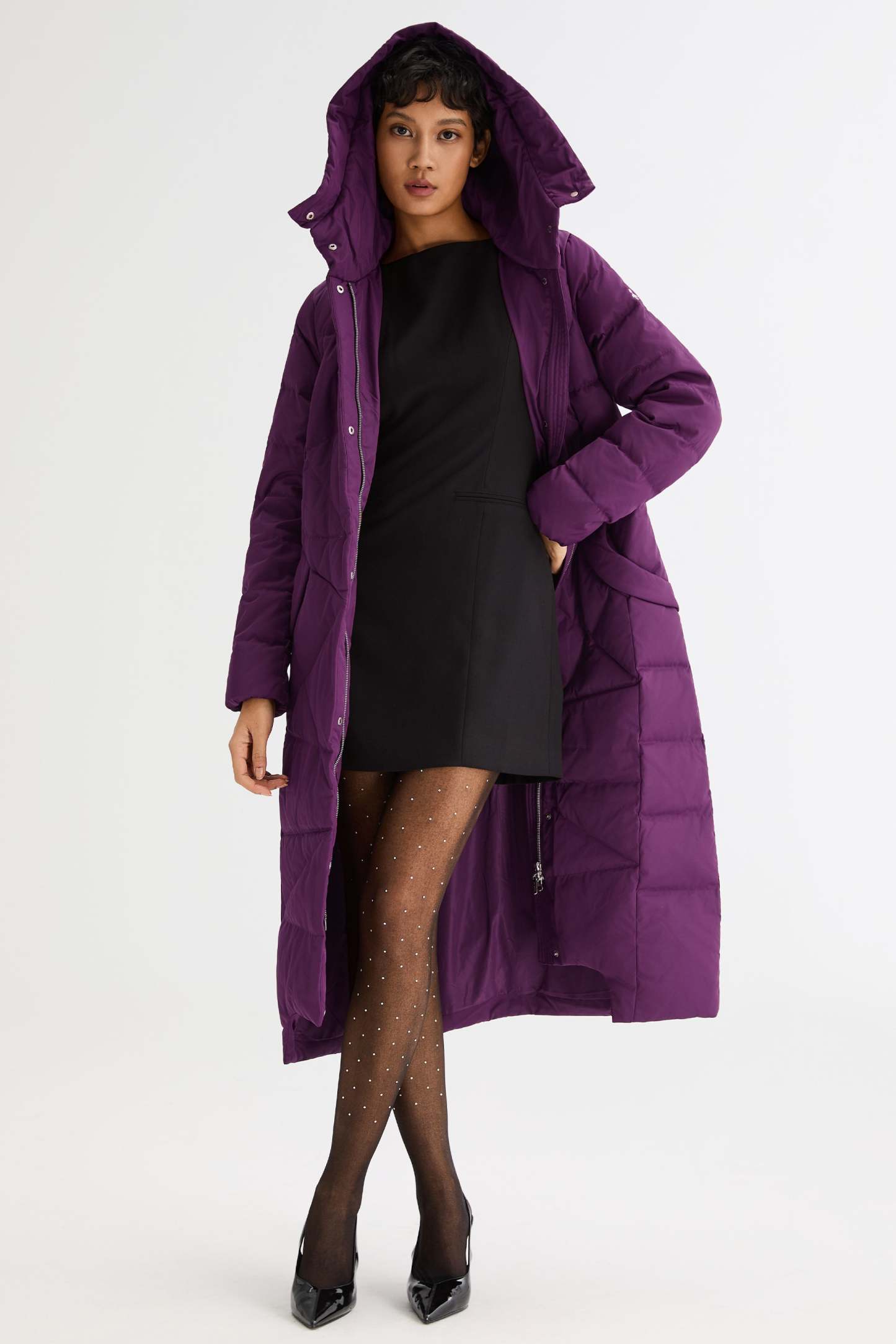 Long Maxi Down Coat with Hood