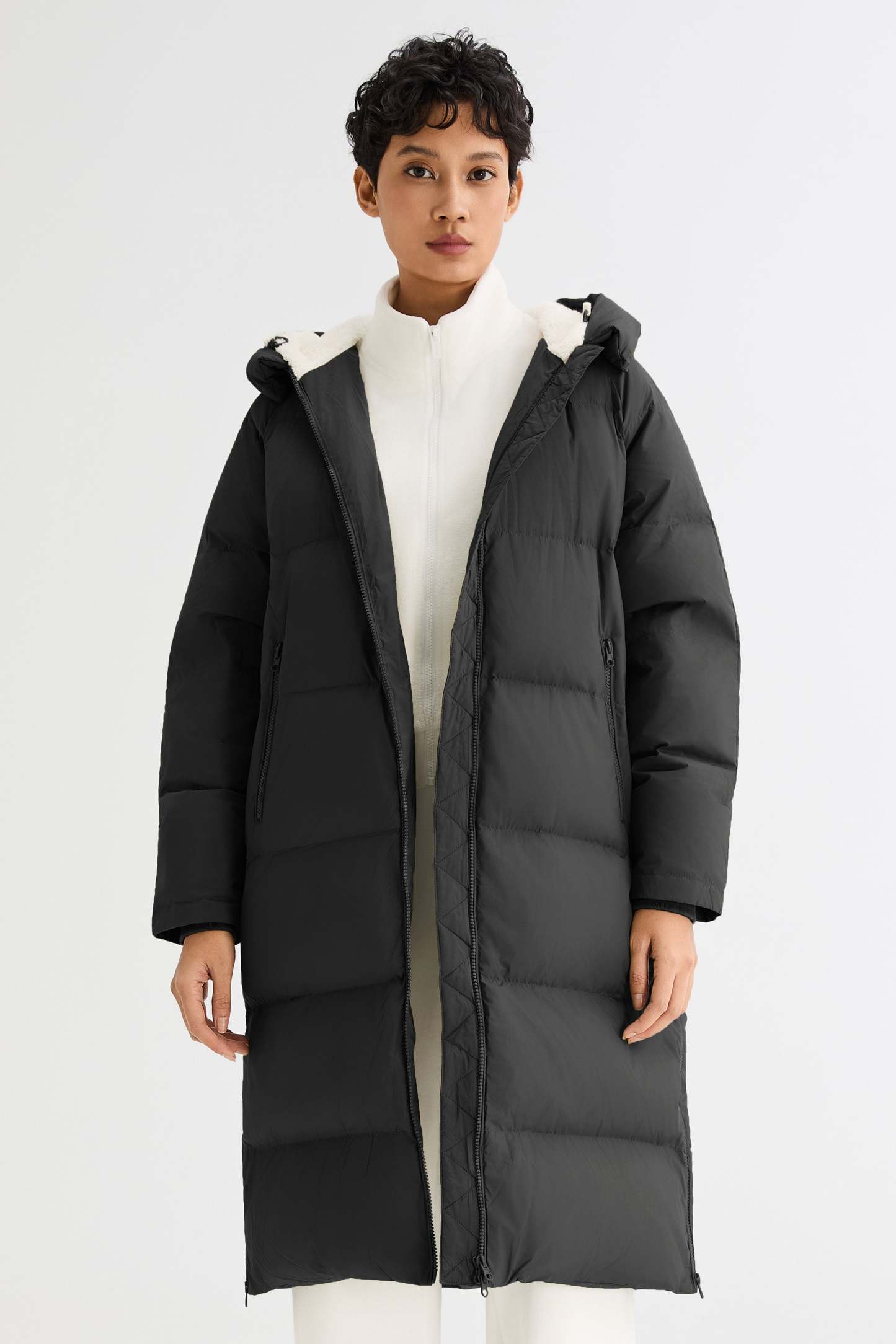 Long Puffer Down Jacket with Hem Slit