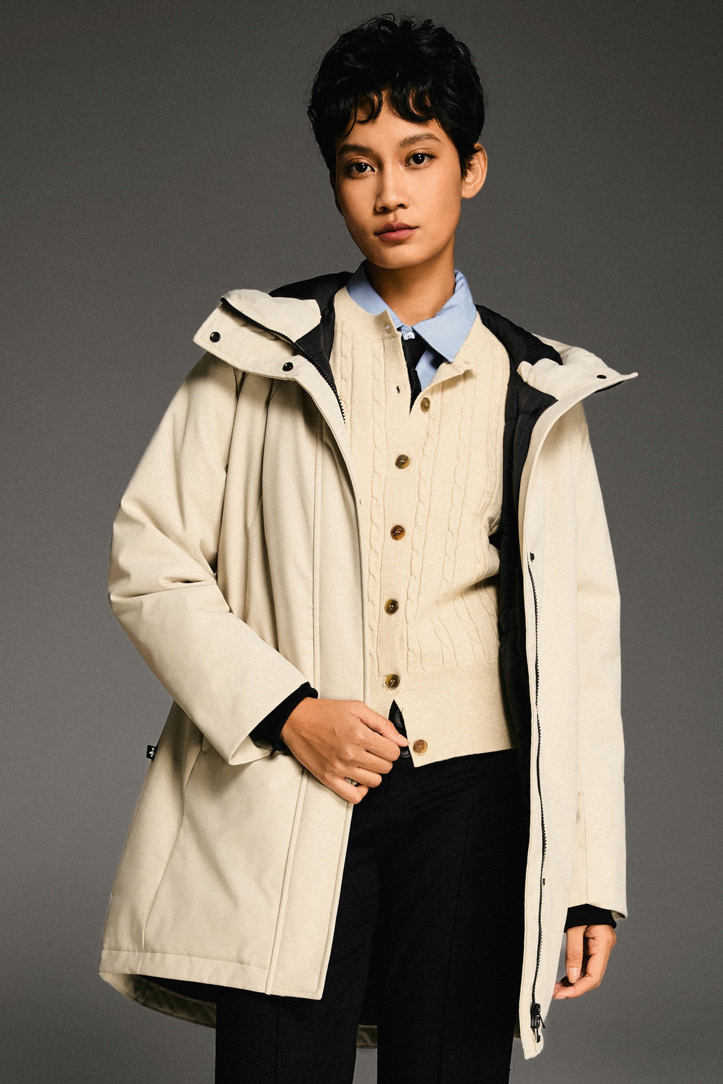 Mid-Length Windproof Parka Coat