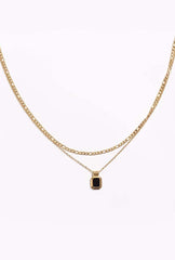 Onyx Double Layered Gold Chain Necklace