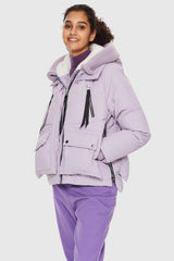 092 Universe® Knitted Brim Hooded Down Coat