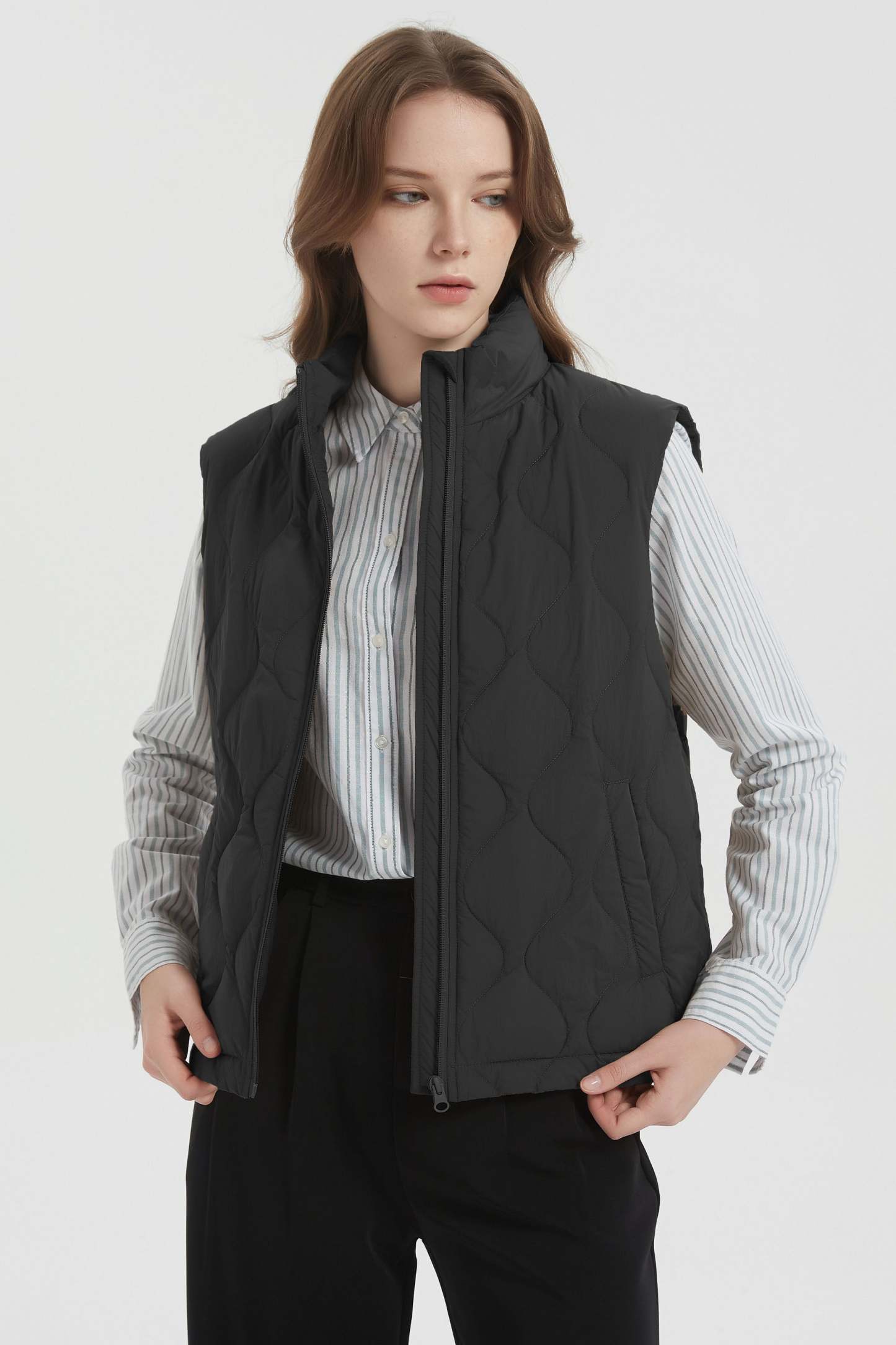 Cropped Down Puffer Vest Zip Up Lightweight