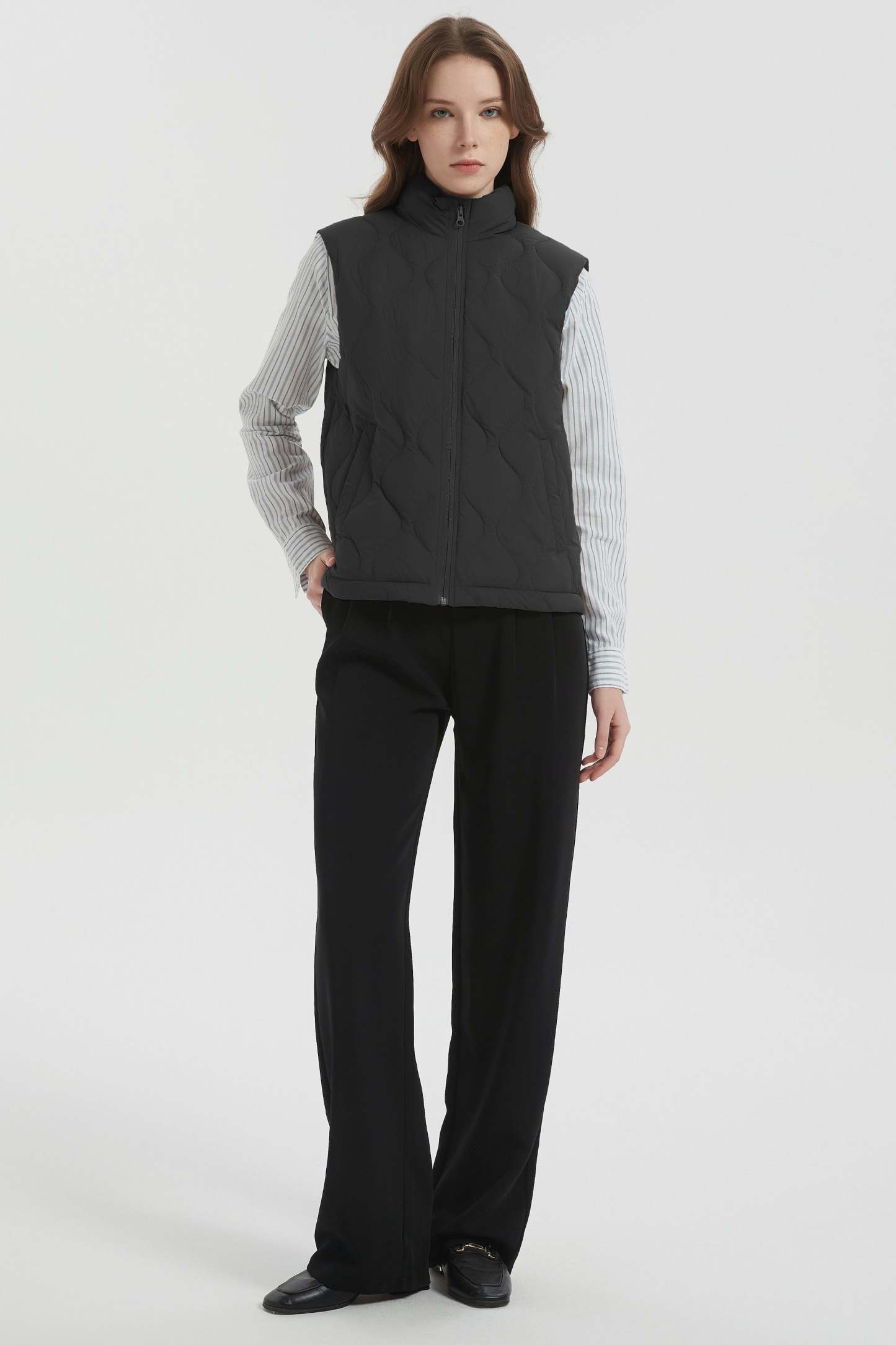 Cropped Down Puffer Vest Zip Up Lightweight