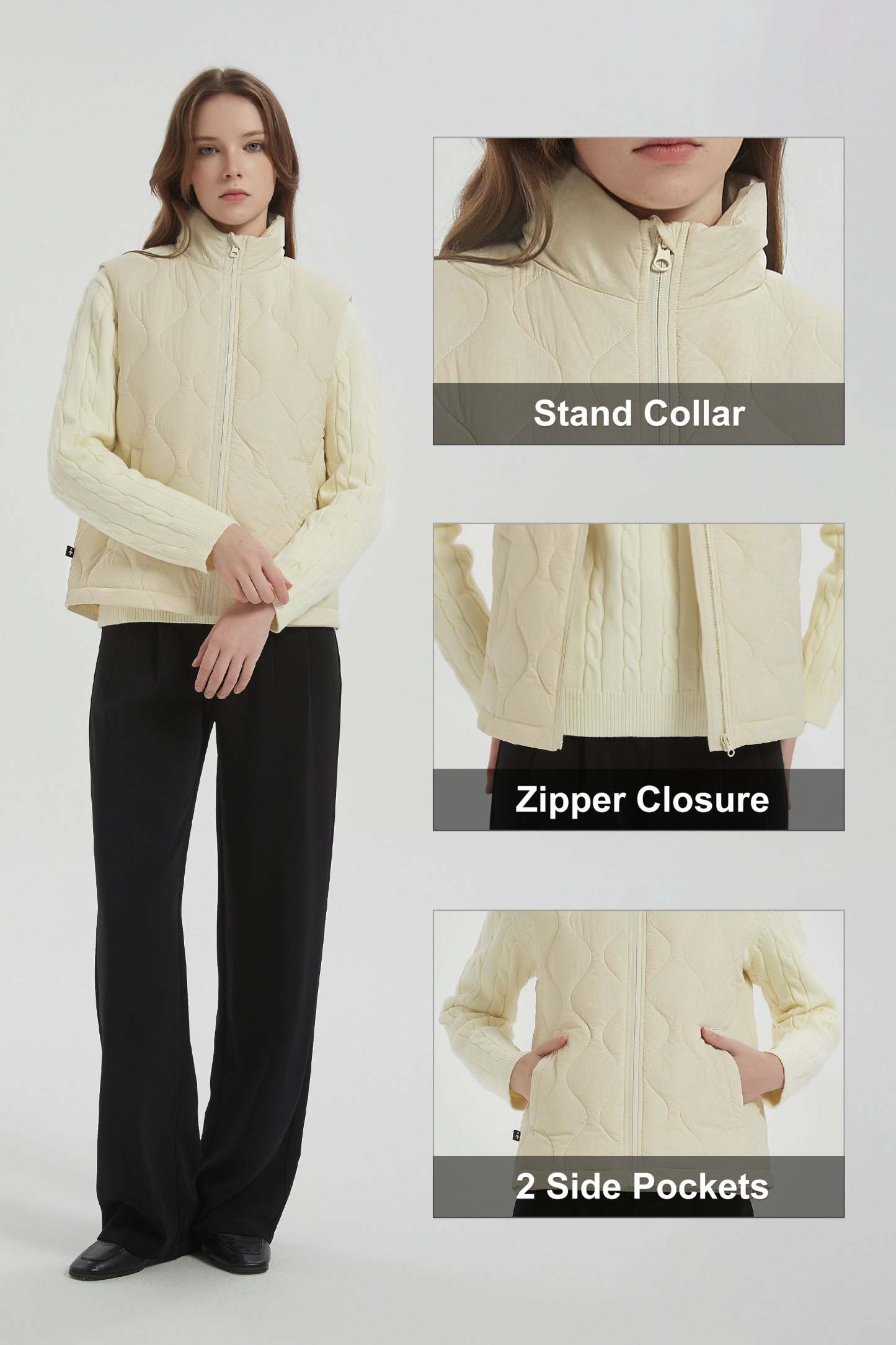 Cropped Down Puffer Vest Zip Up Lightweight