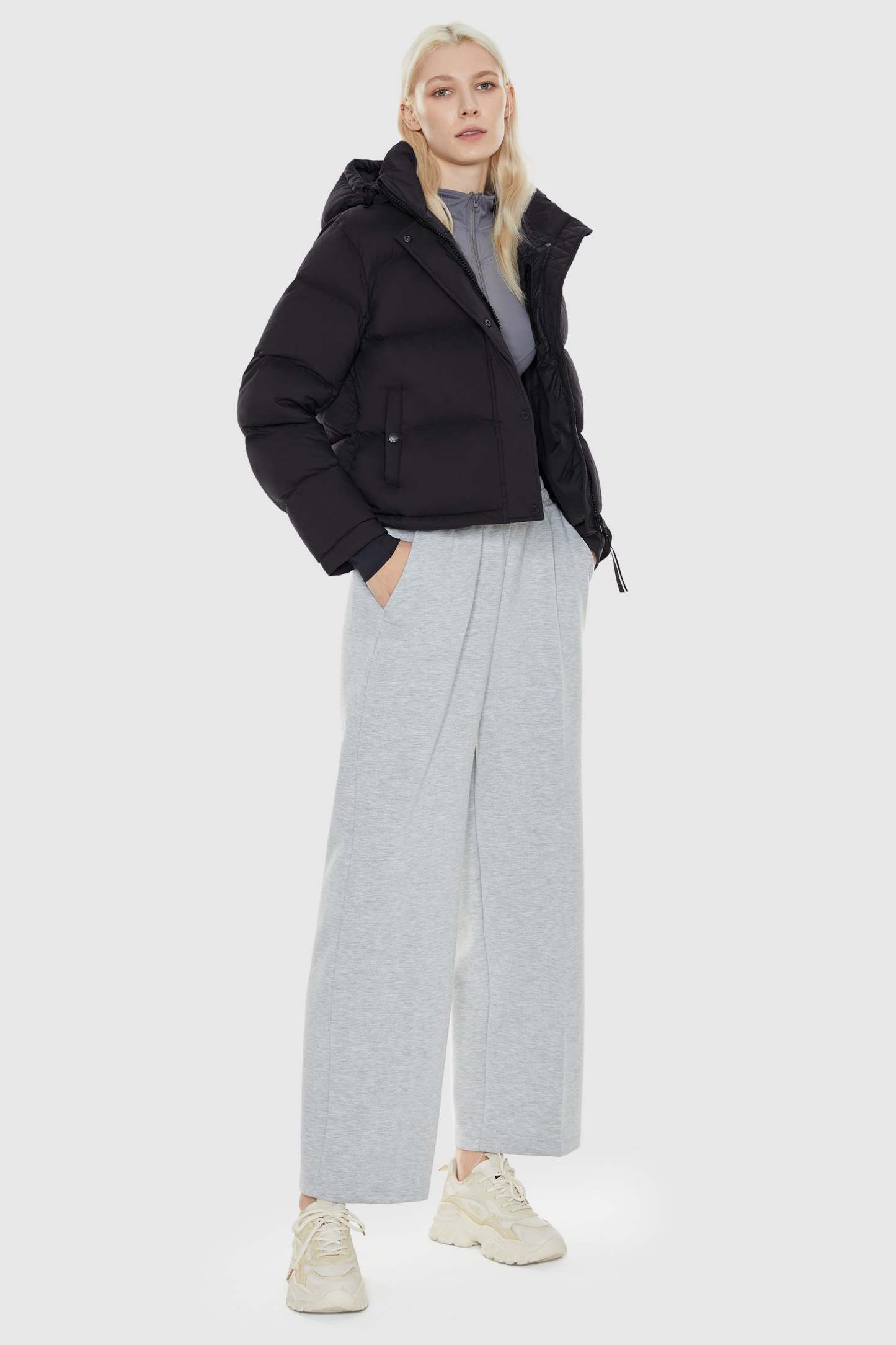 Aurora Cropped Thermal Down Puffer Jacket