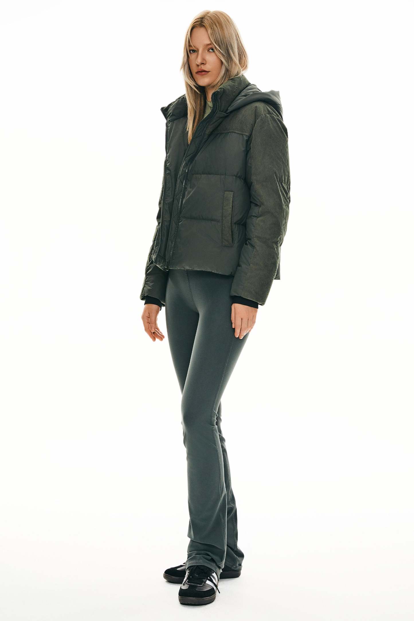 Cropped Down Puffer Jacket Winter Hooded