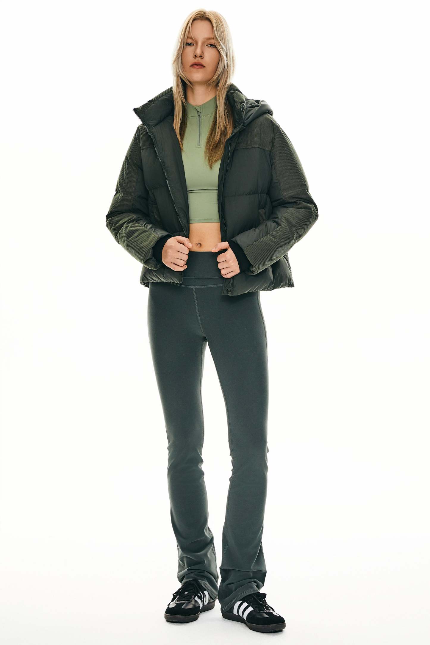 Cropped Down Puffer Jacket Winter Hooded