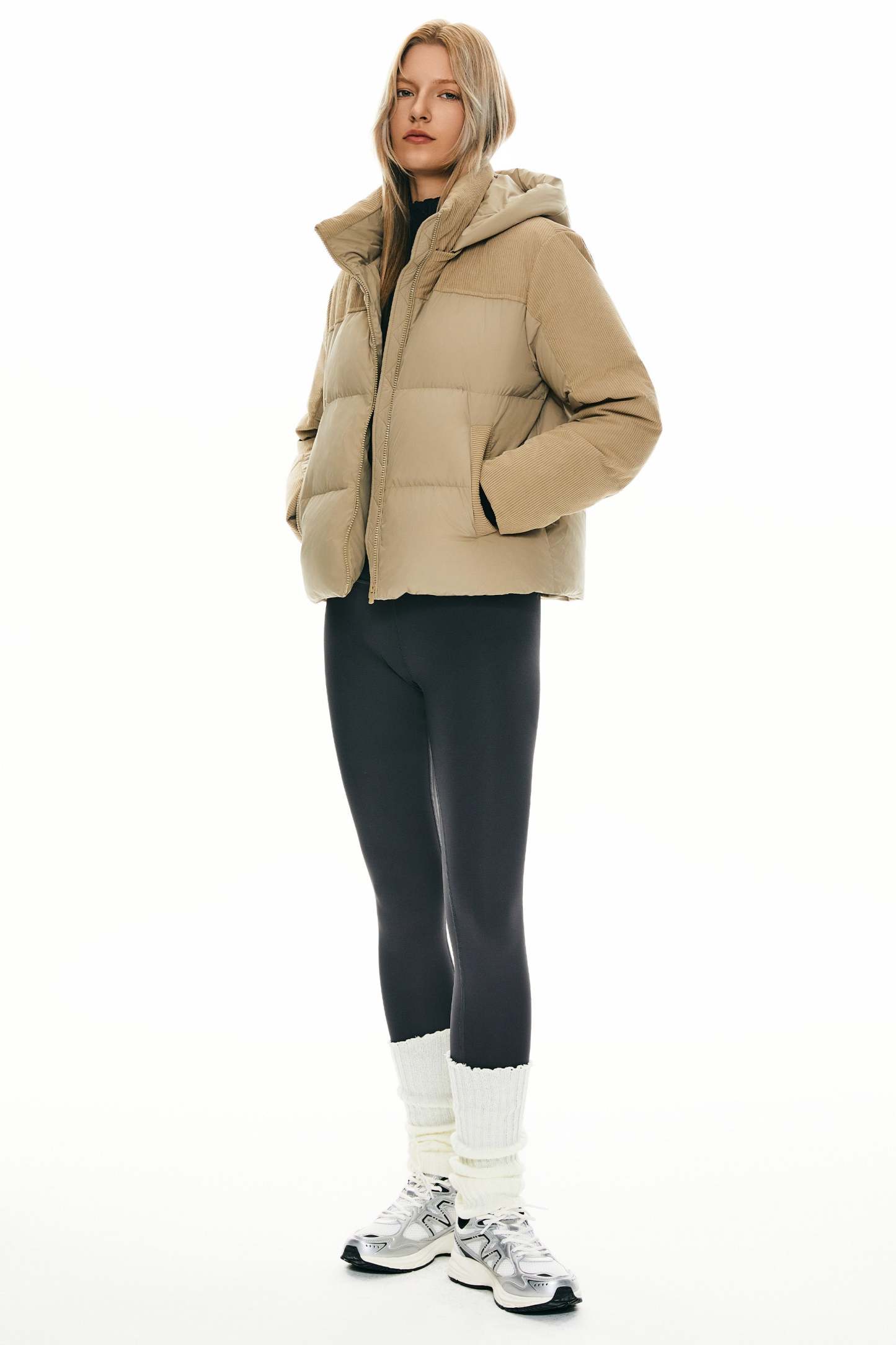 Cropped Down Puffer Jacket Winter Hooded