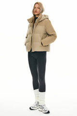 Cropped Down Puffer Jacket Winter Hooded
