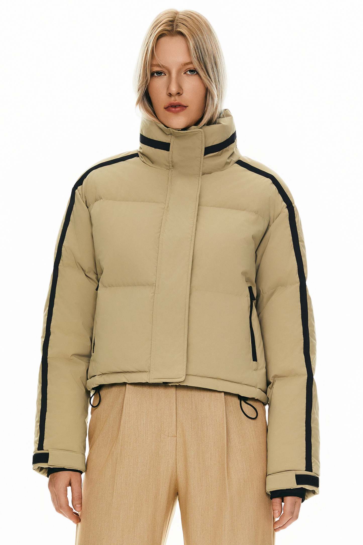 Cropped Quilted Down Puffer Jacket