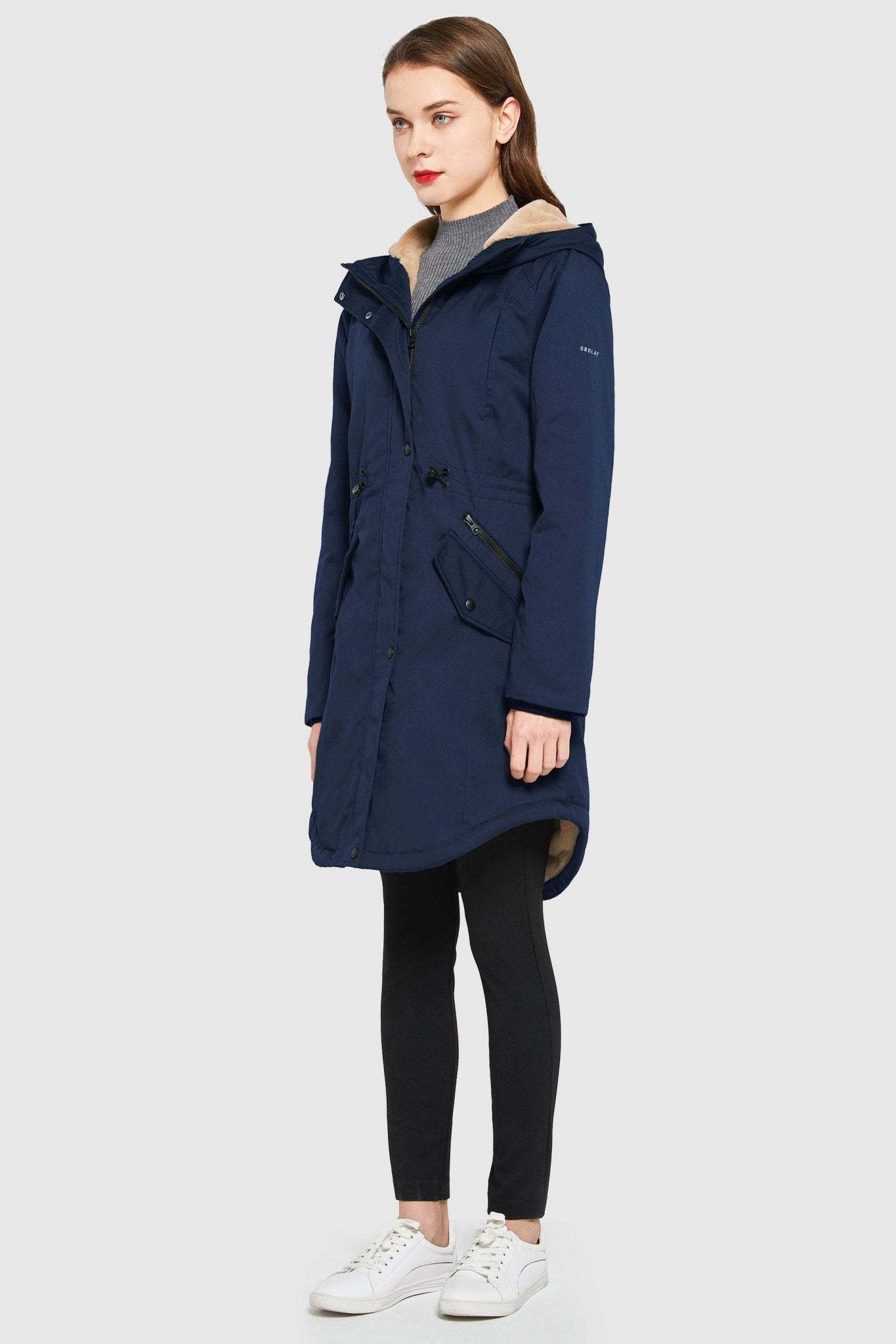 Fleece-Lined Hooded Parka Jacket with Pockets