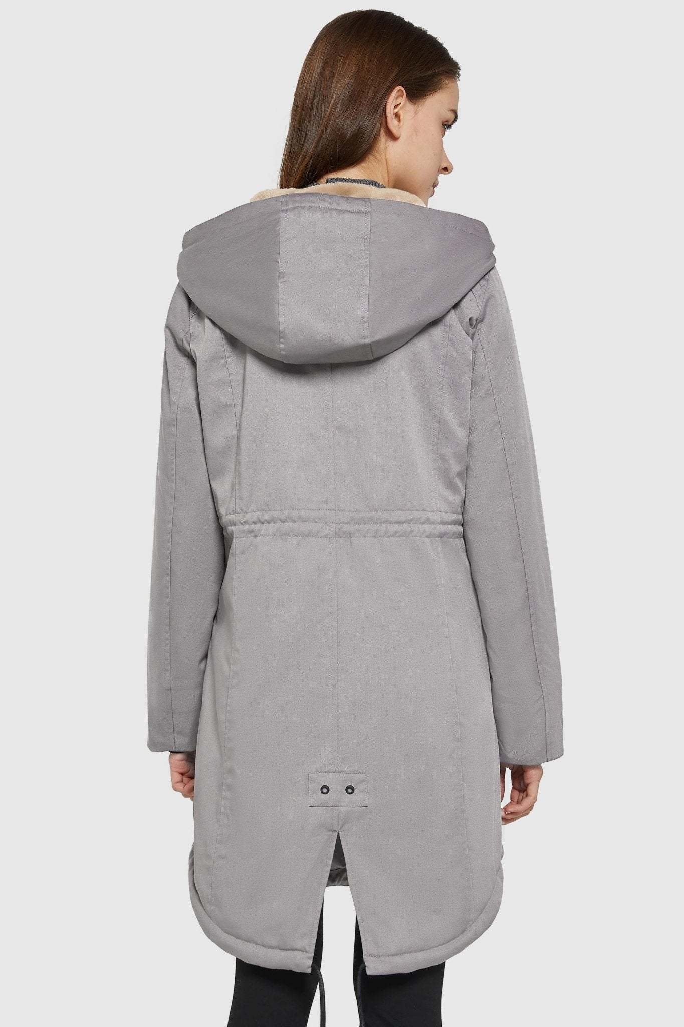 Fleece-Lined Hooded Parka Jacket with Pockets