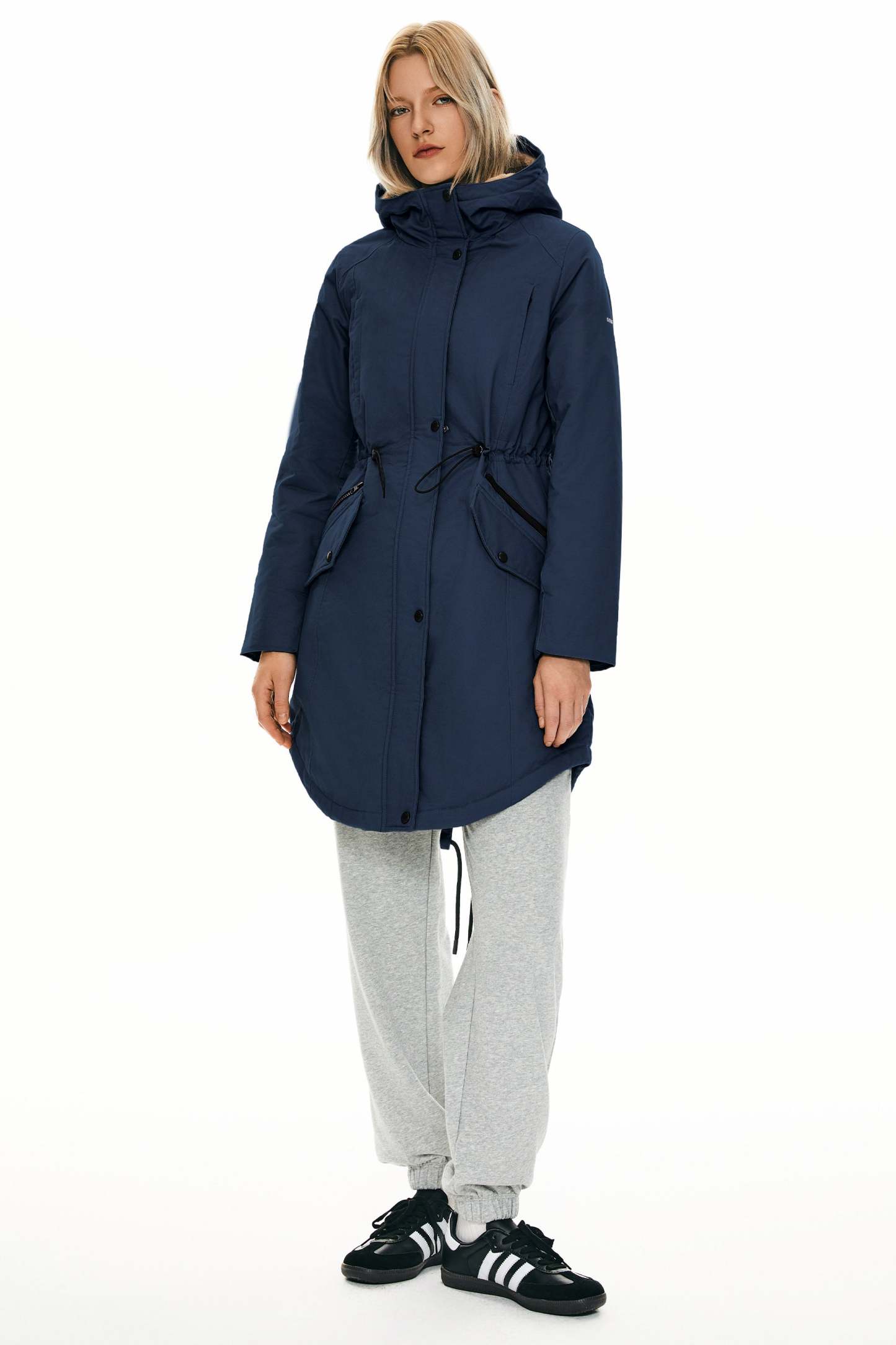 Fleece-Lined Hooded Parka Jacket with Pockets