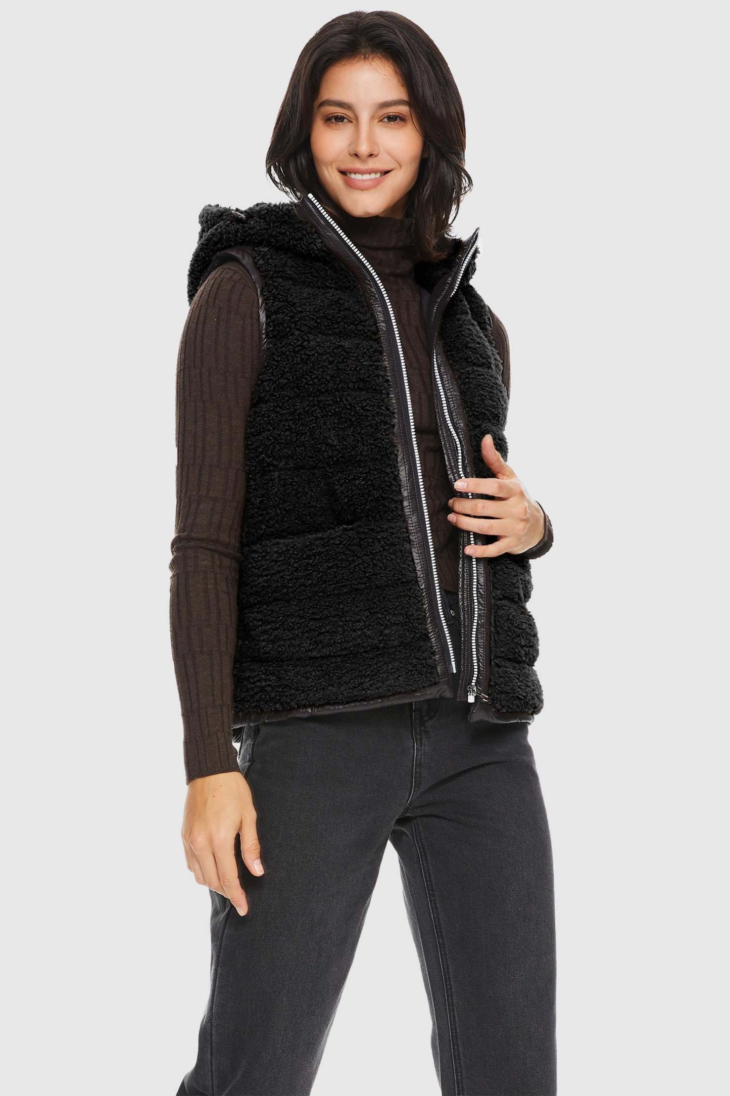 Hooded Fleece Down Vest