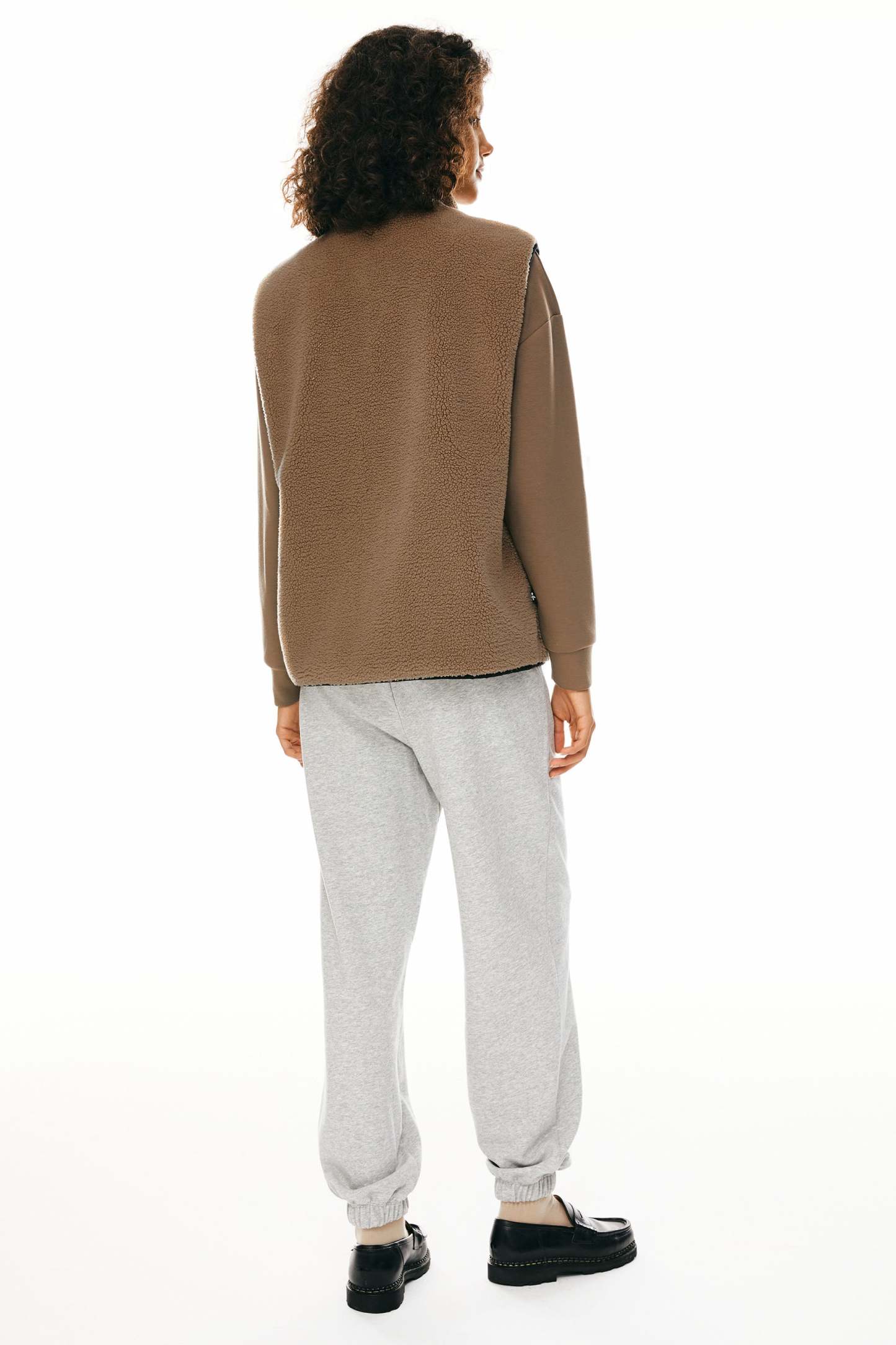 Oversized Fleece Reversible Vest Sherpa with Pockets