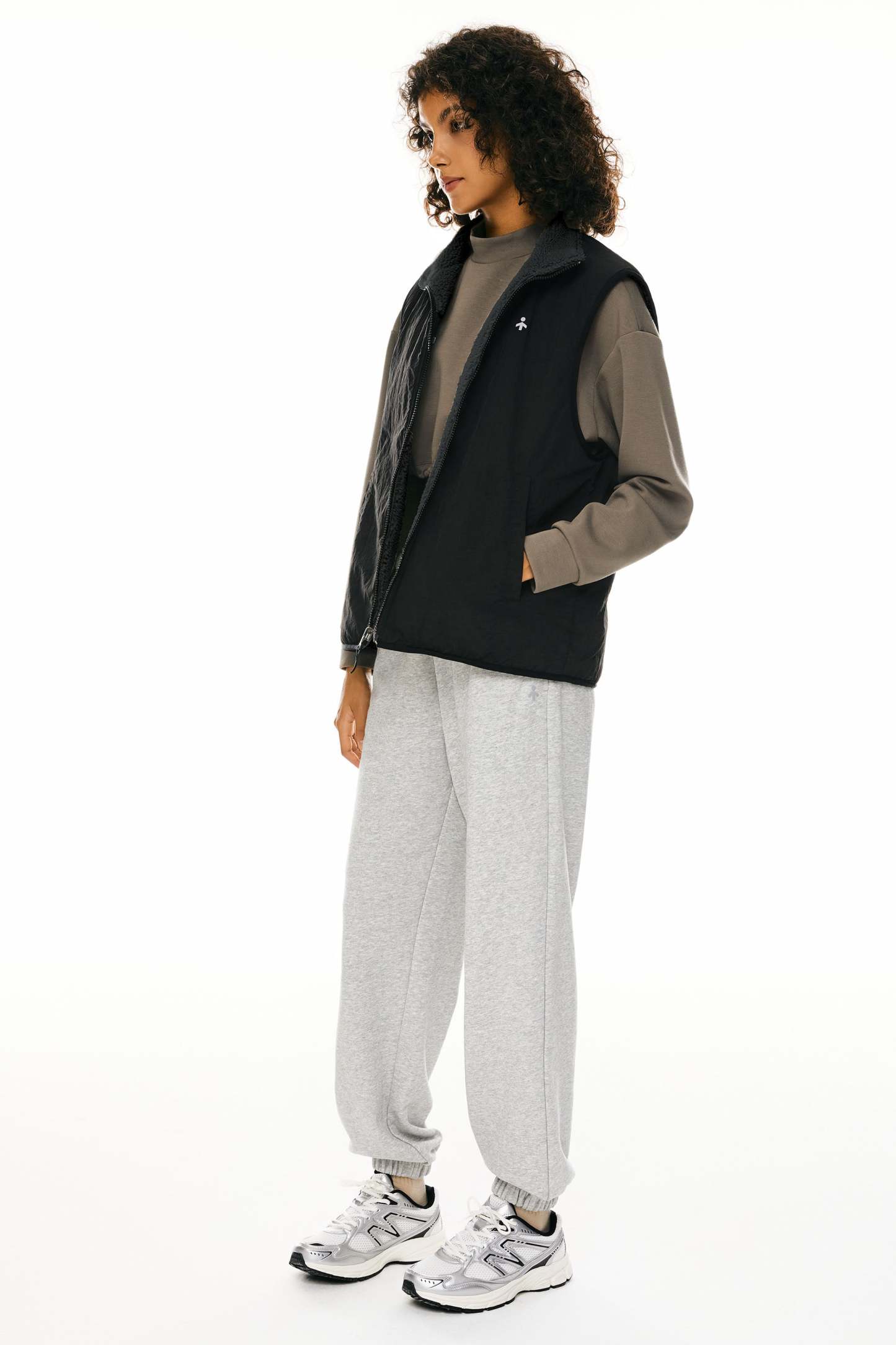 Oversized Fleece Reversible Vest Sherpa with Pockets