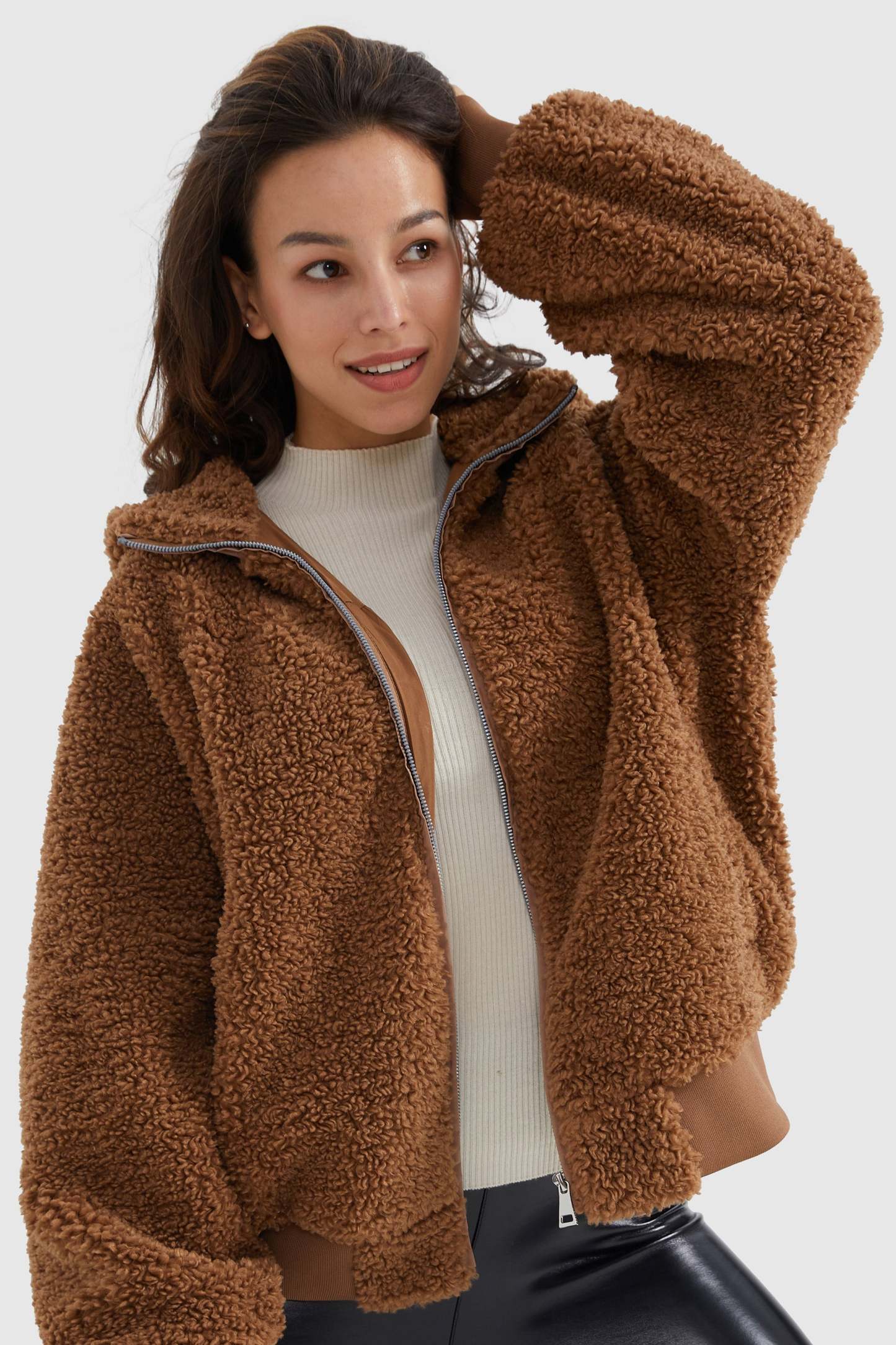 Full-Zip Oversized Fleece Jacket