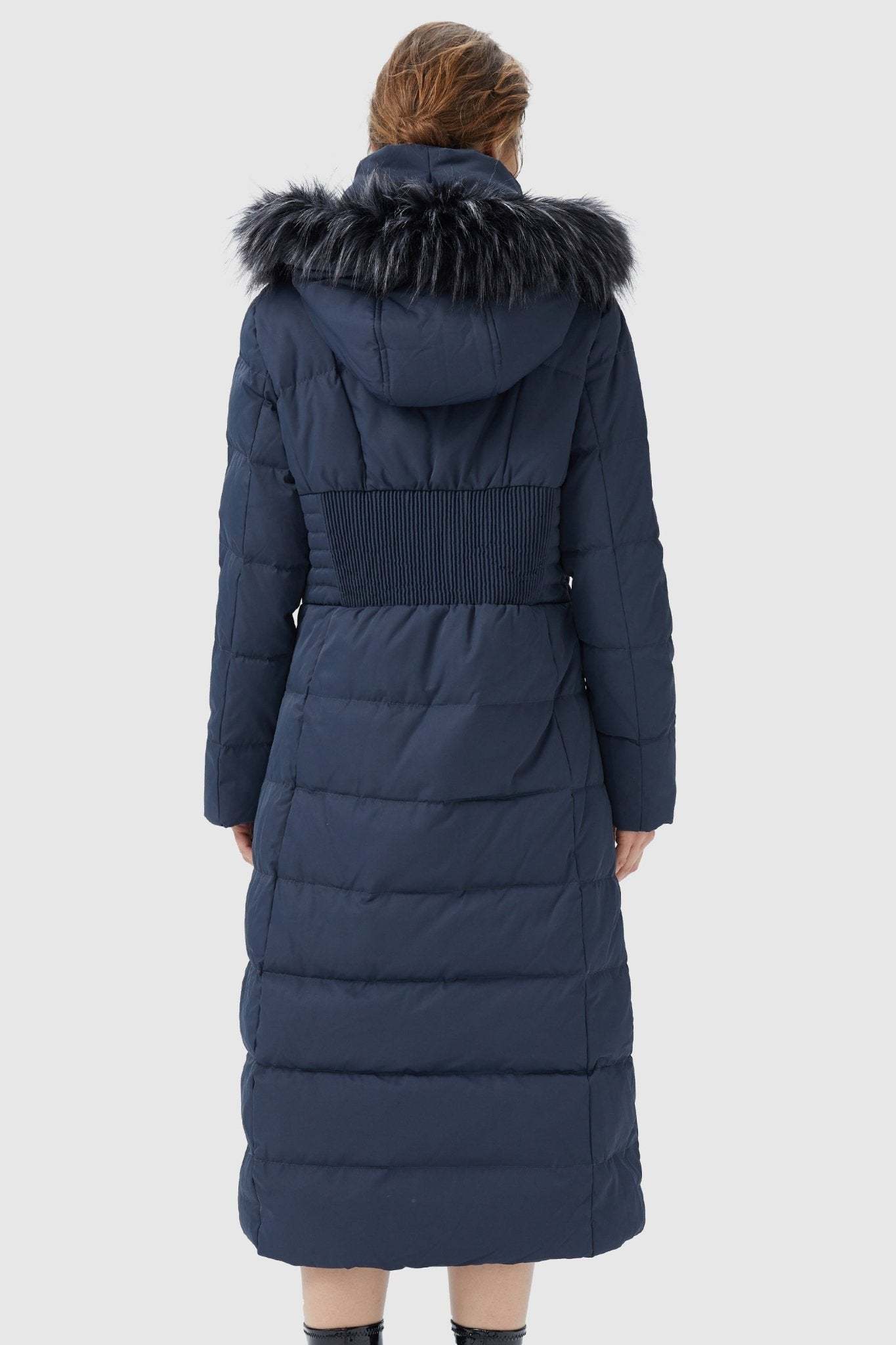 Long Puffer Down Coat with Hood Fur