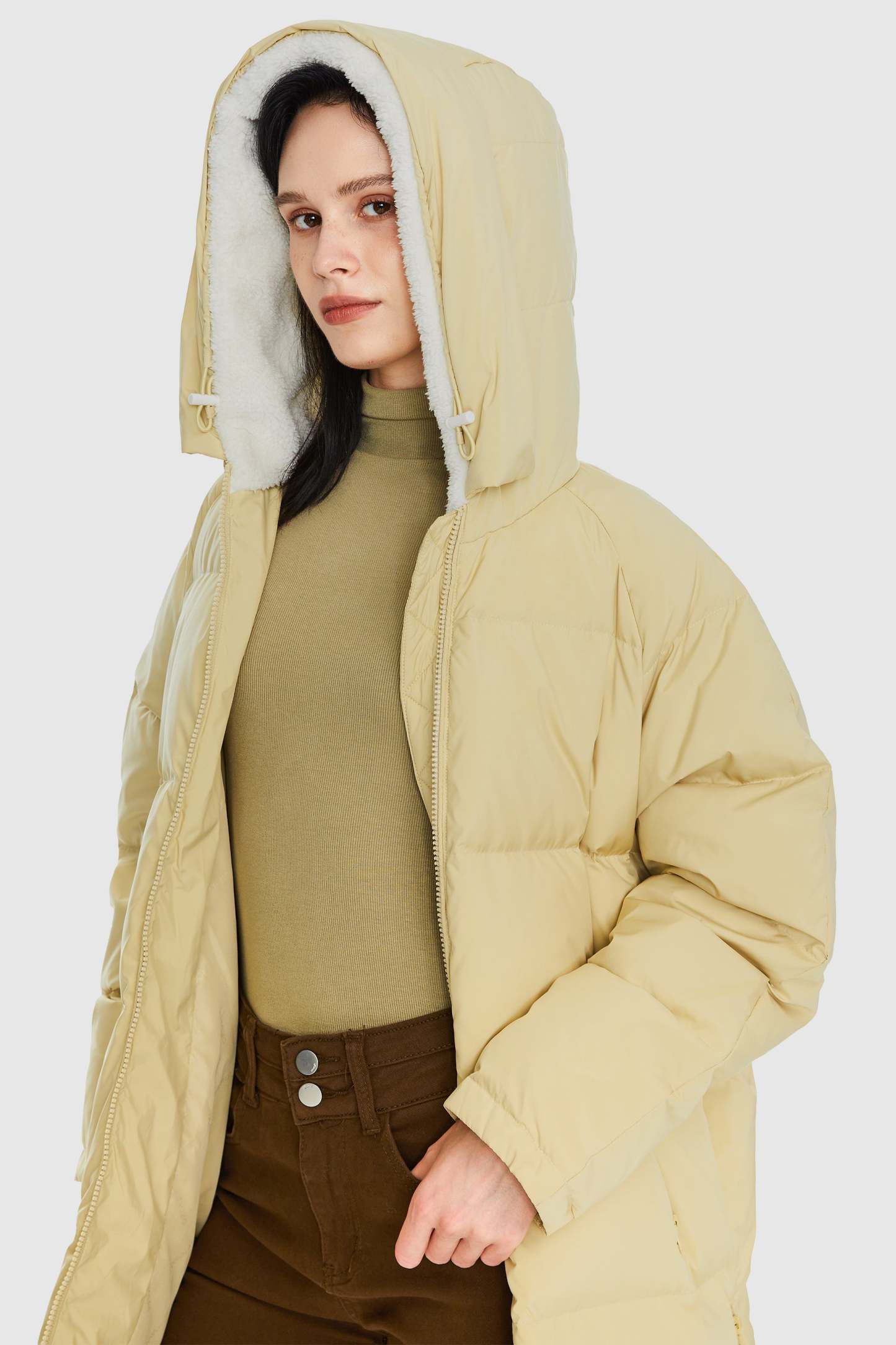 Long Puffer Down Jacket with Hem Slit