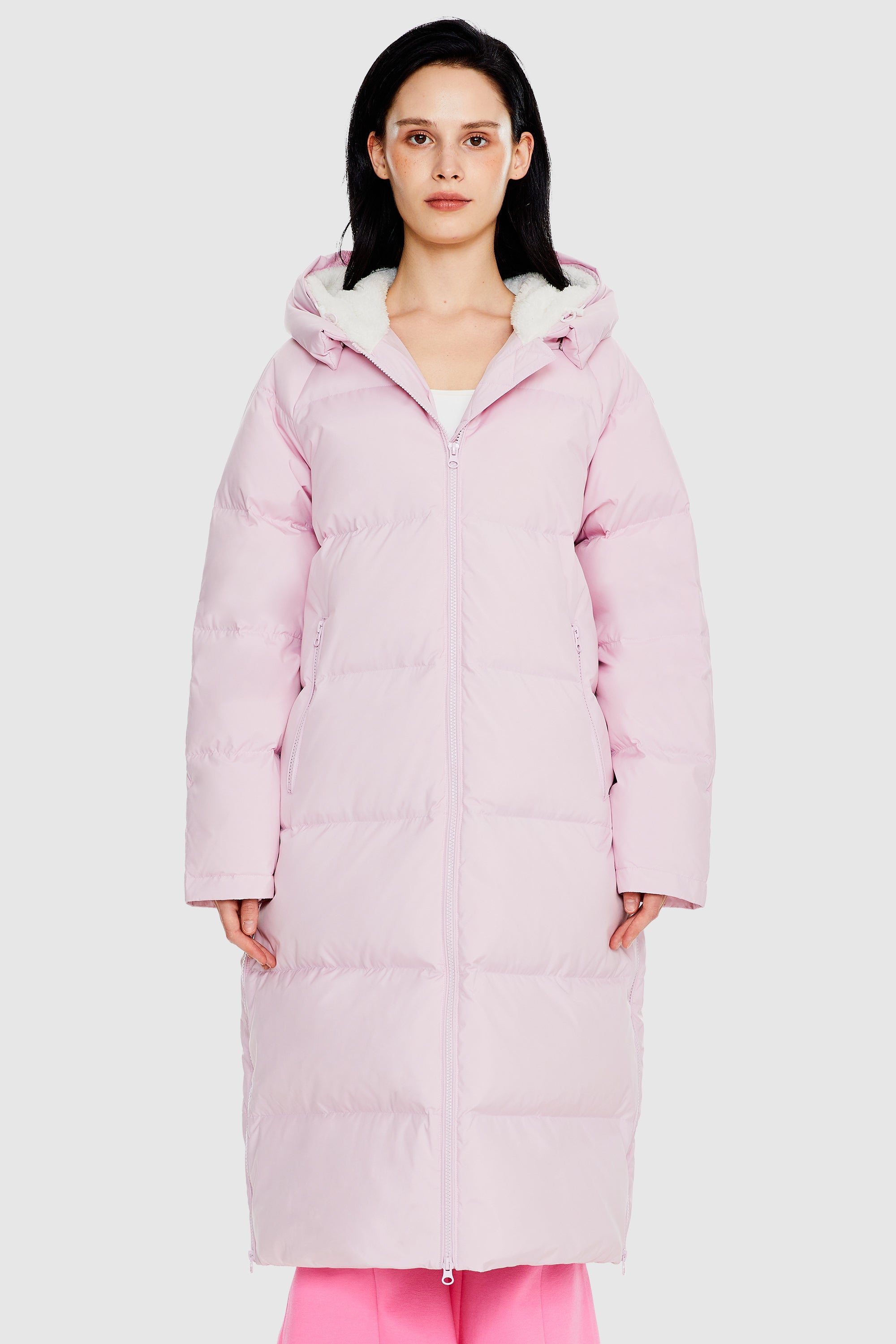 Long Puffer Down Jacket with Hem Slit