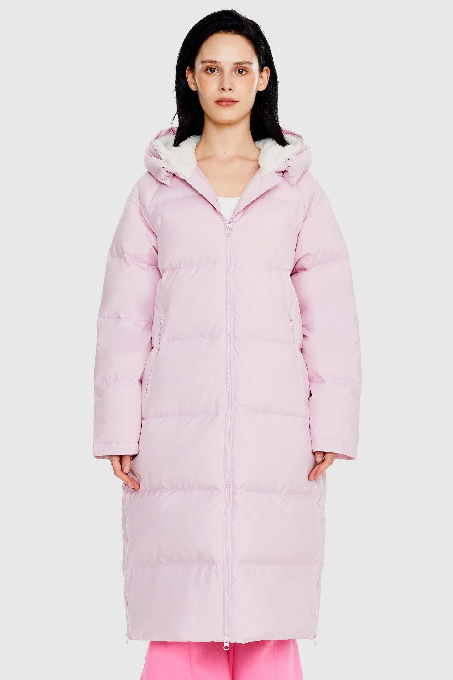 Long Puffer Down Jacket with Hem Slit