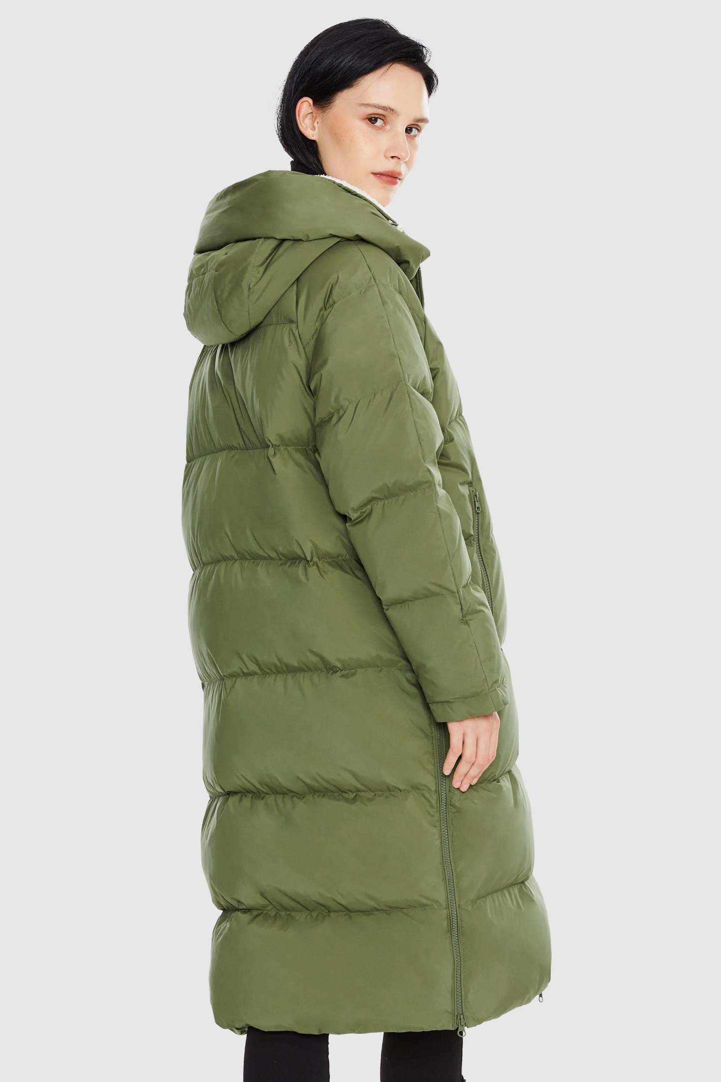 Long Puffer Down Jacket with Hem Slit