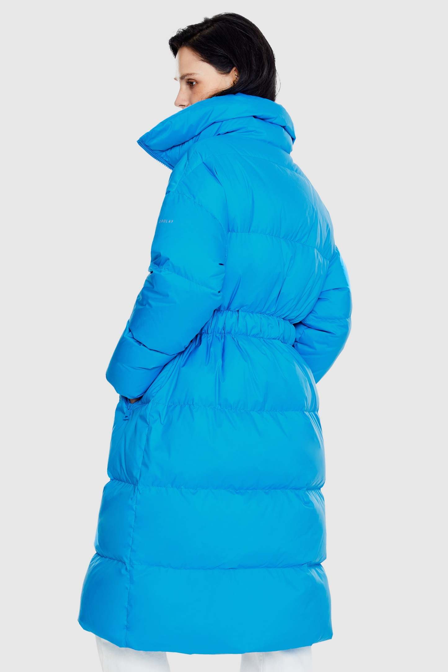 Long Down Puffer Jacket with Velcro Belt