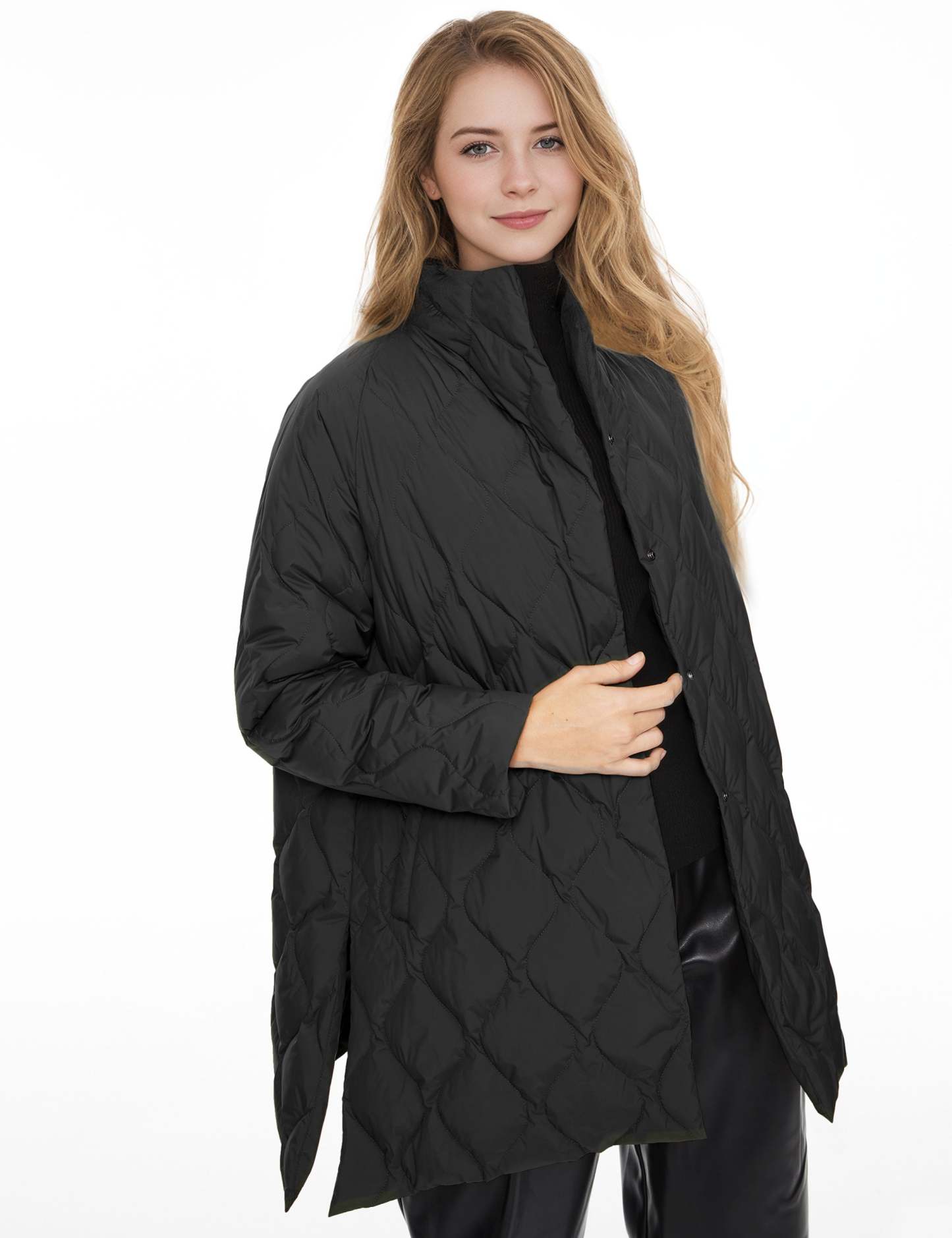 Oversized Quilted Puffer Jacket Lightweight with Pockets