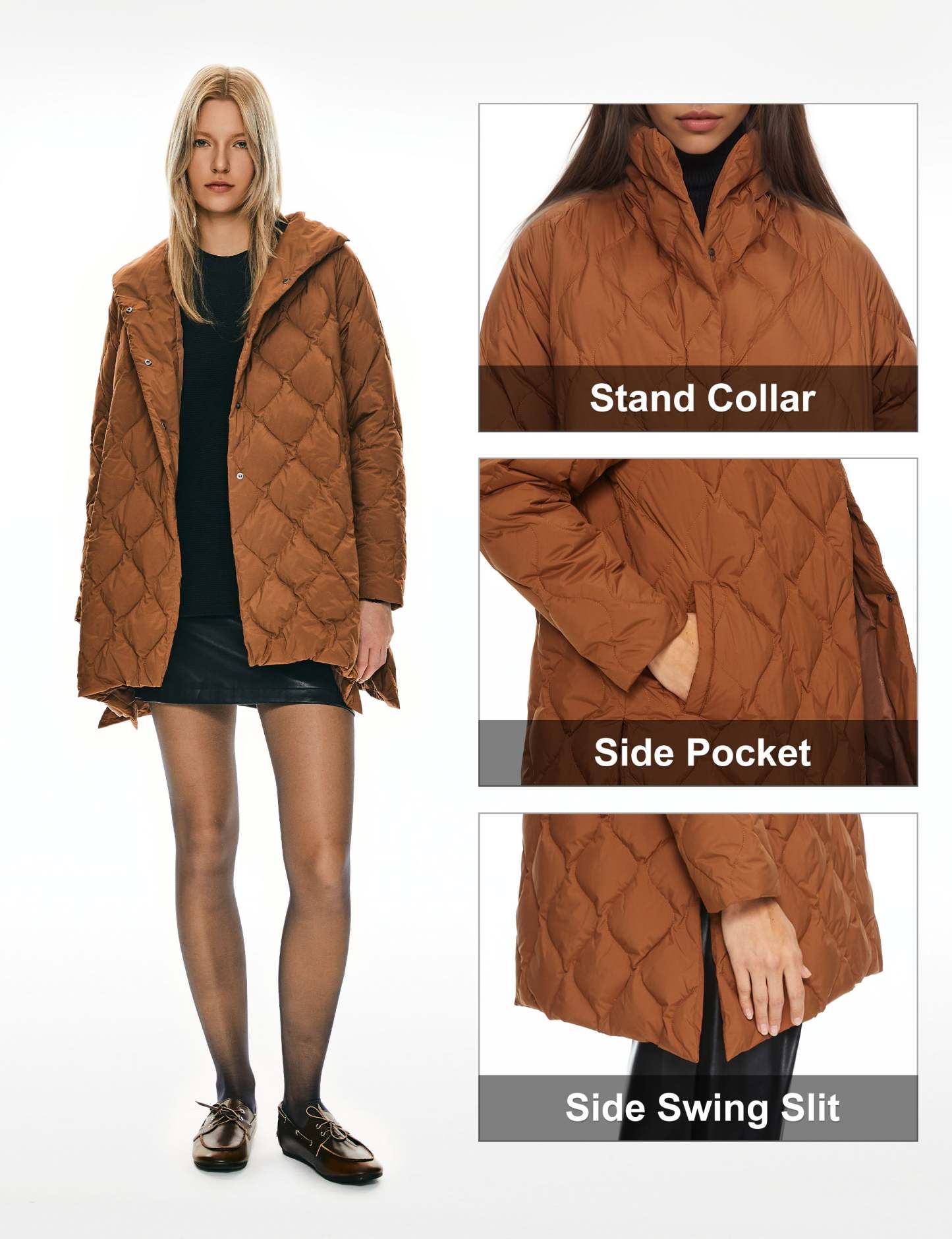Oversized Quilted Puffer Jacket Lightweight with Pockets