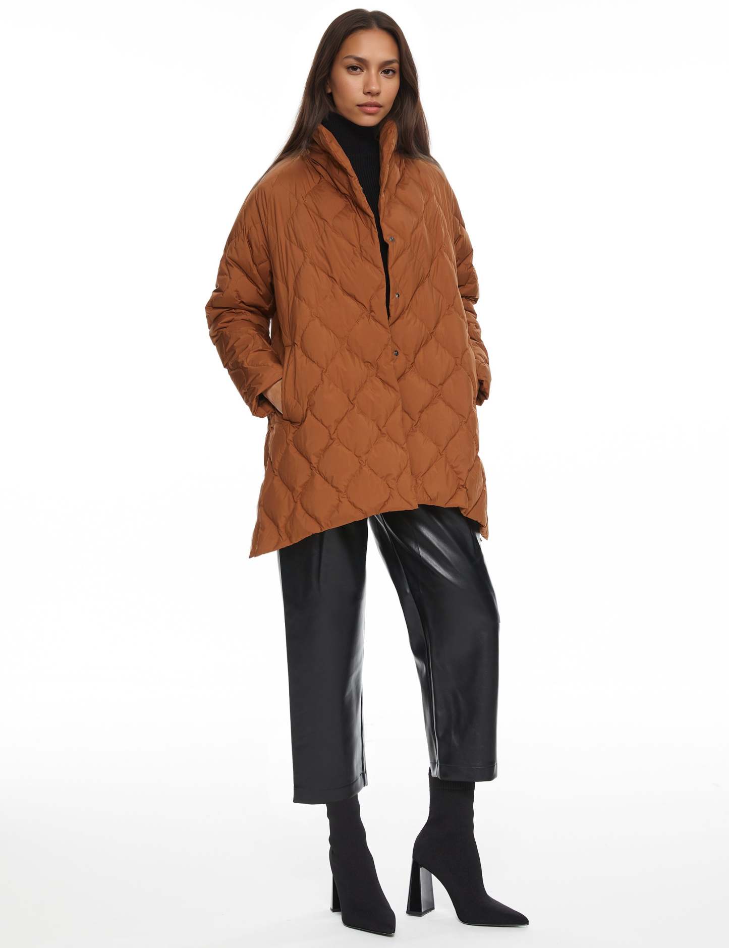 Oversized Quilted Puffer Jacket Lightweight with Pockets